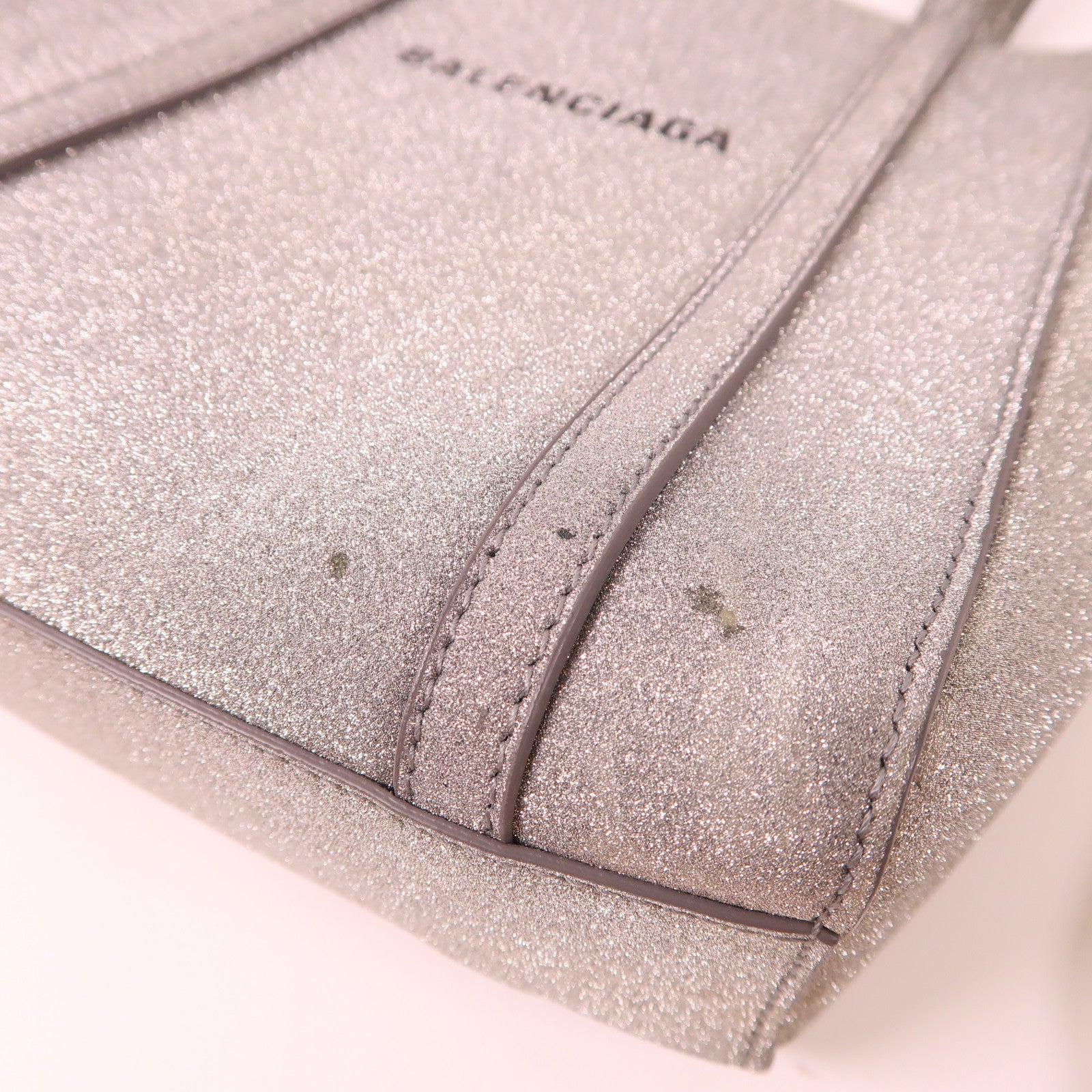 BALENCIAGA 2 Way Bag Leather Silver