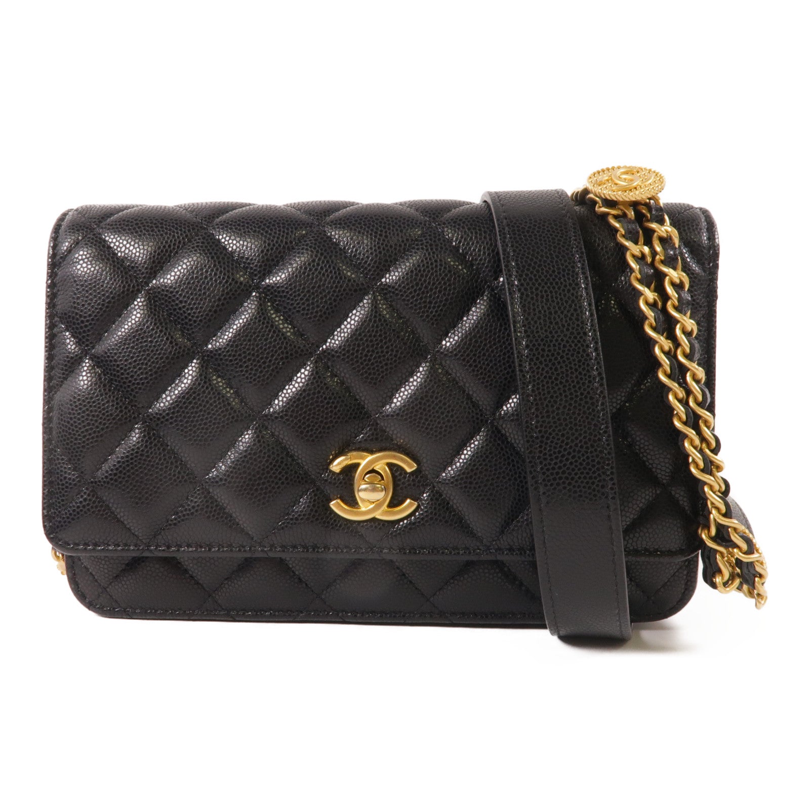 CHANEL 牛皮皮革WOC Wallet On Chain金扣鏈帶肩背袋