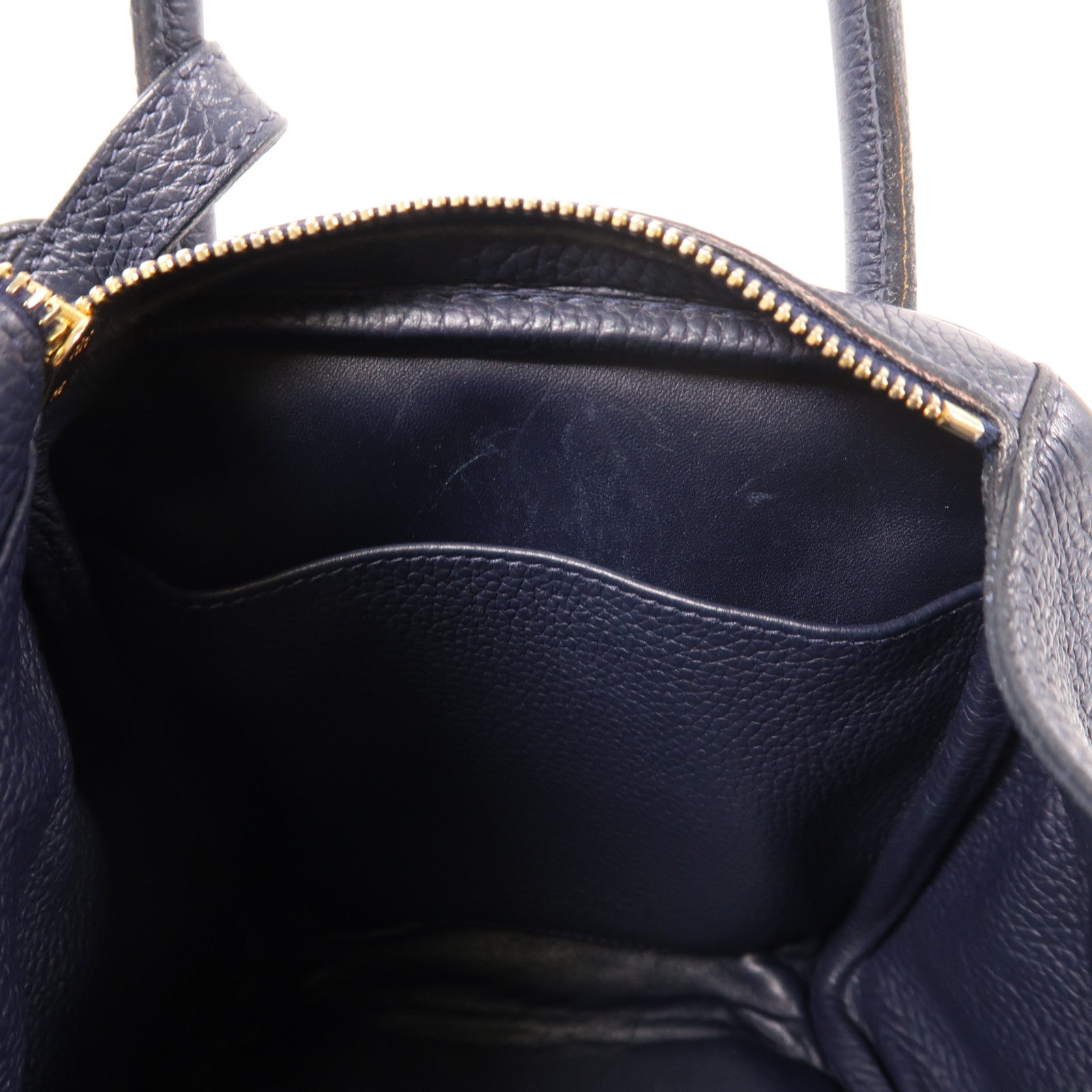 HERMES 【激減優惠】皮革Lindy 30手挽肩背兩用袋Blue Nuit