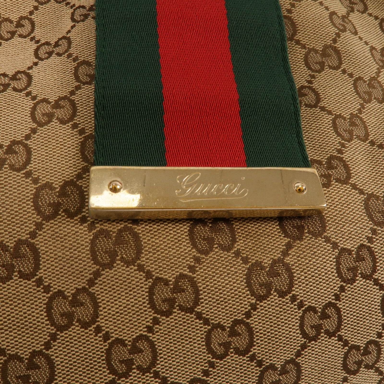 GUCCI 帆布GG Web Hobo肩背袋