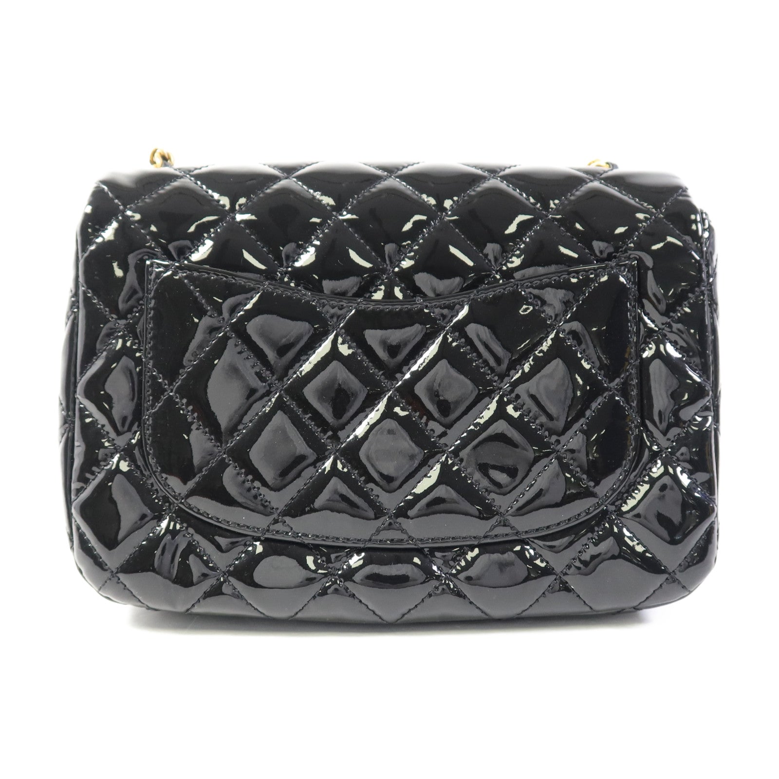 CHANEL 漆皮皮革Mini Classic 20金扣鏈帶肩背袋