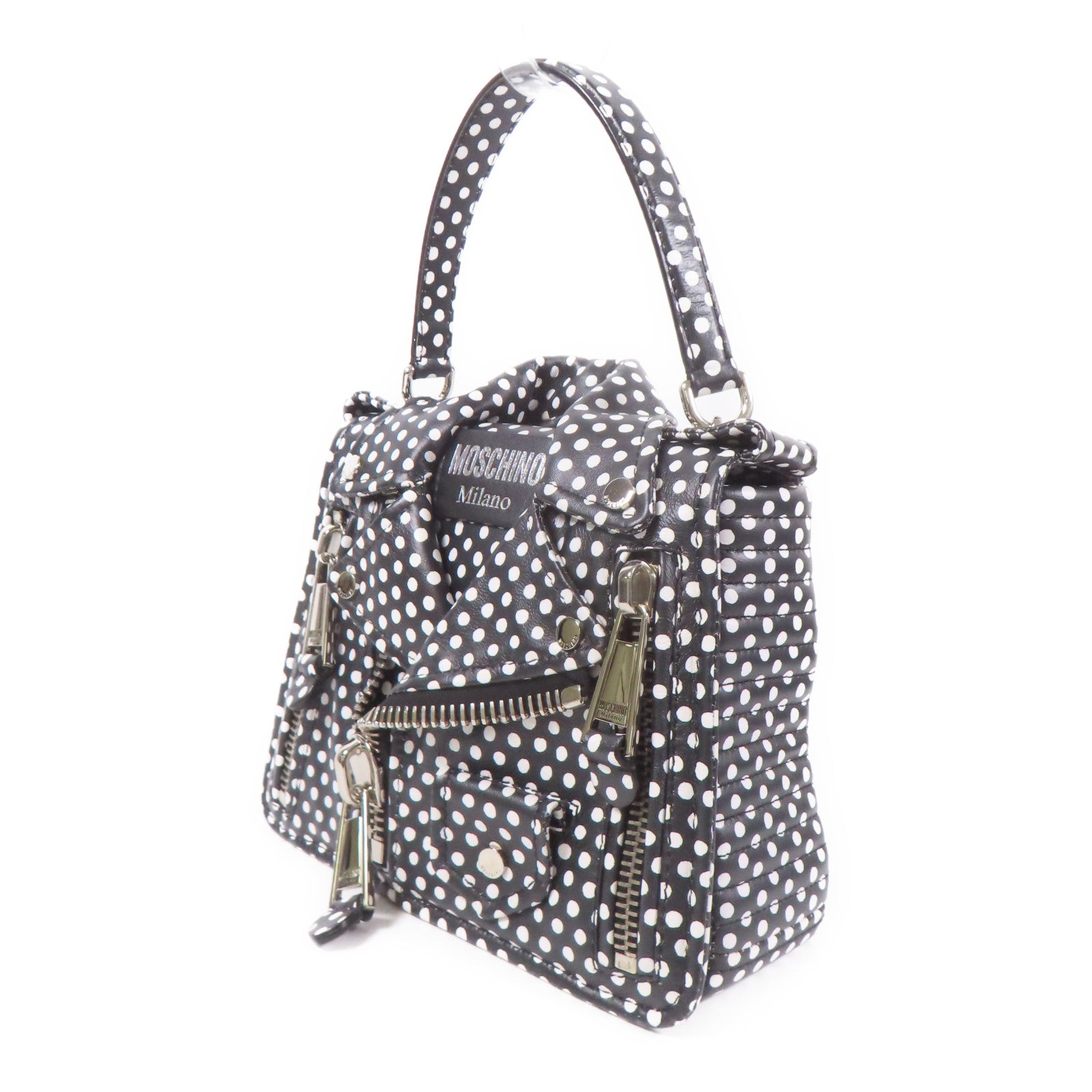 MOSCHINO 牛皮皮革Shoulder Bag銀扣手挽肩背兩用袋