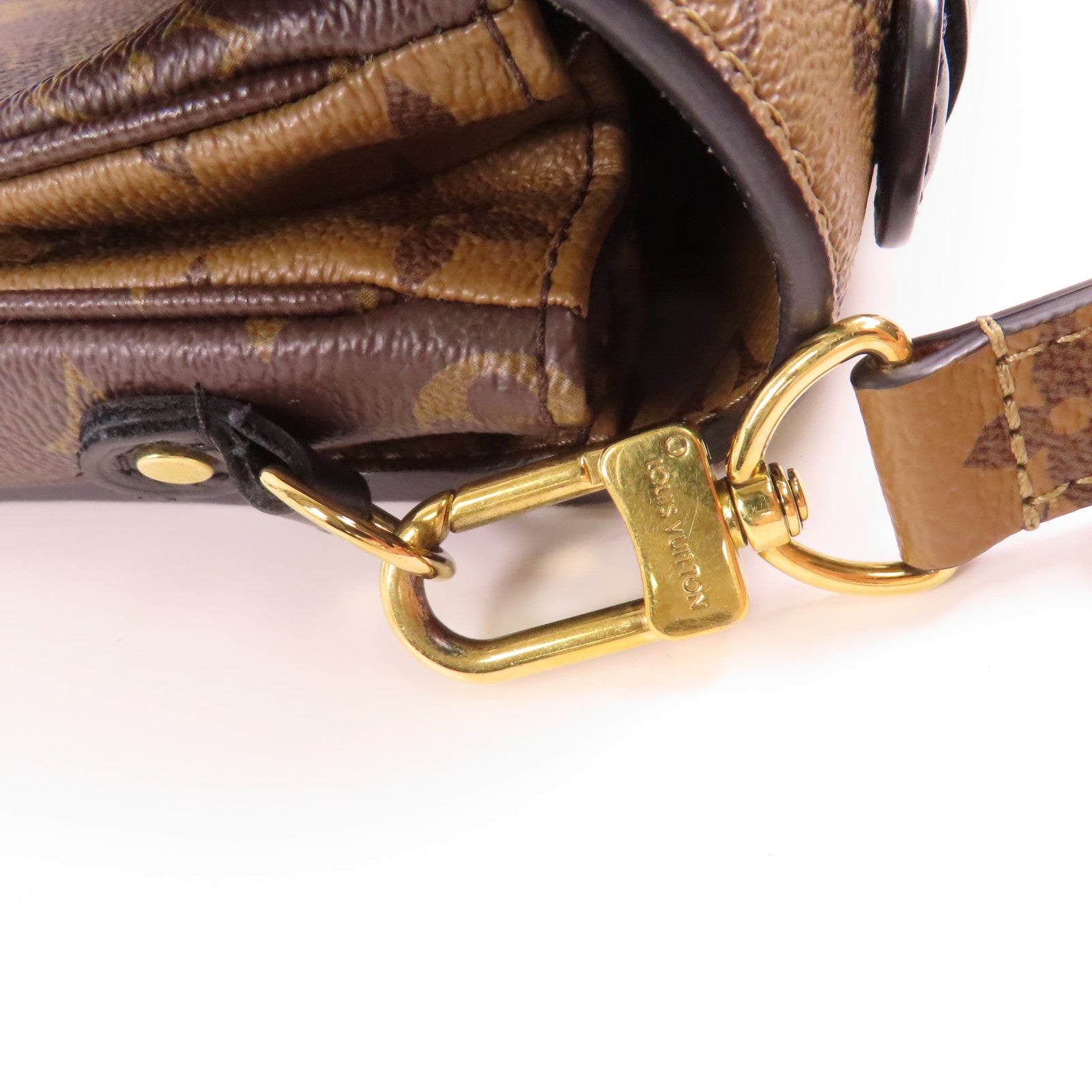 LOUIS VUITTON Monogram Reverse Pochette Metis金扣手挽肩背兩用袋棕色