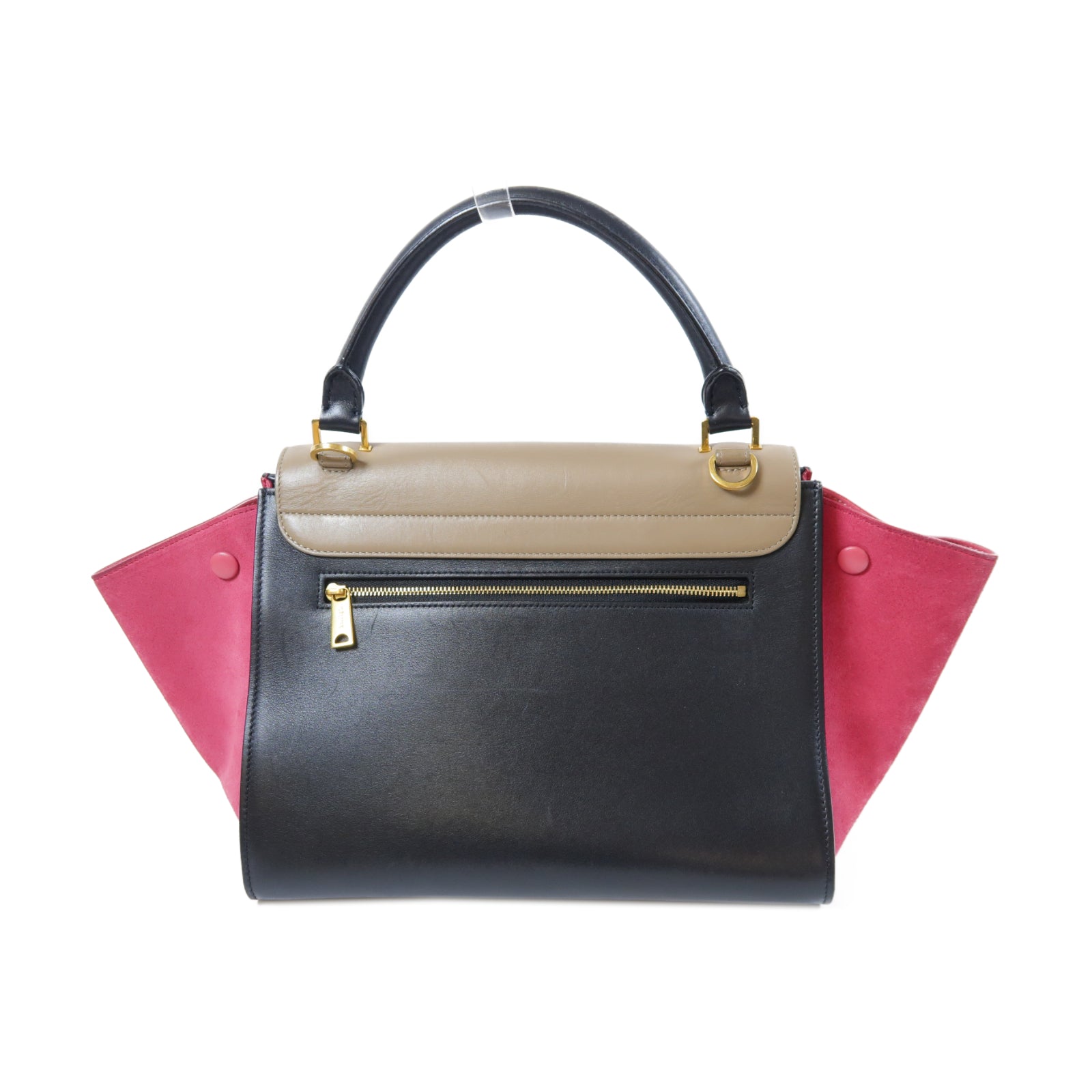 CELINE **【激減優惠】牛皮皮革Trapeze金扣手挽肩背兩用袋啡色/黑色/紅色
