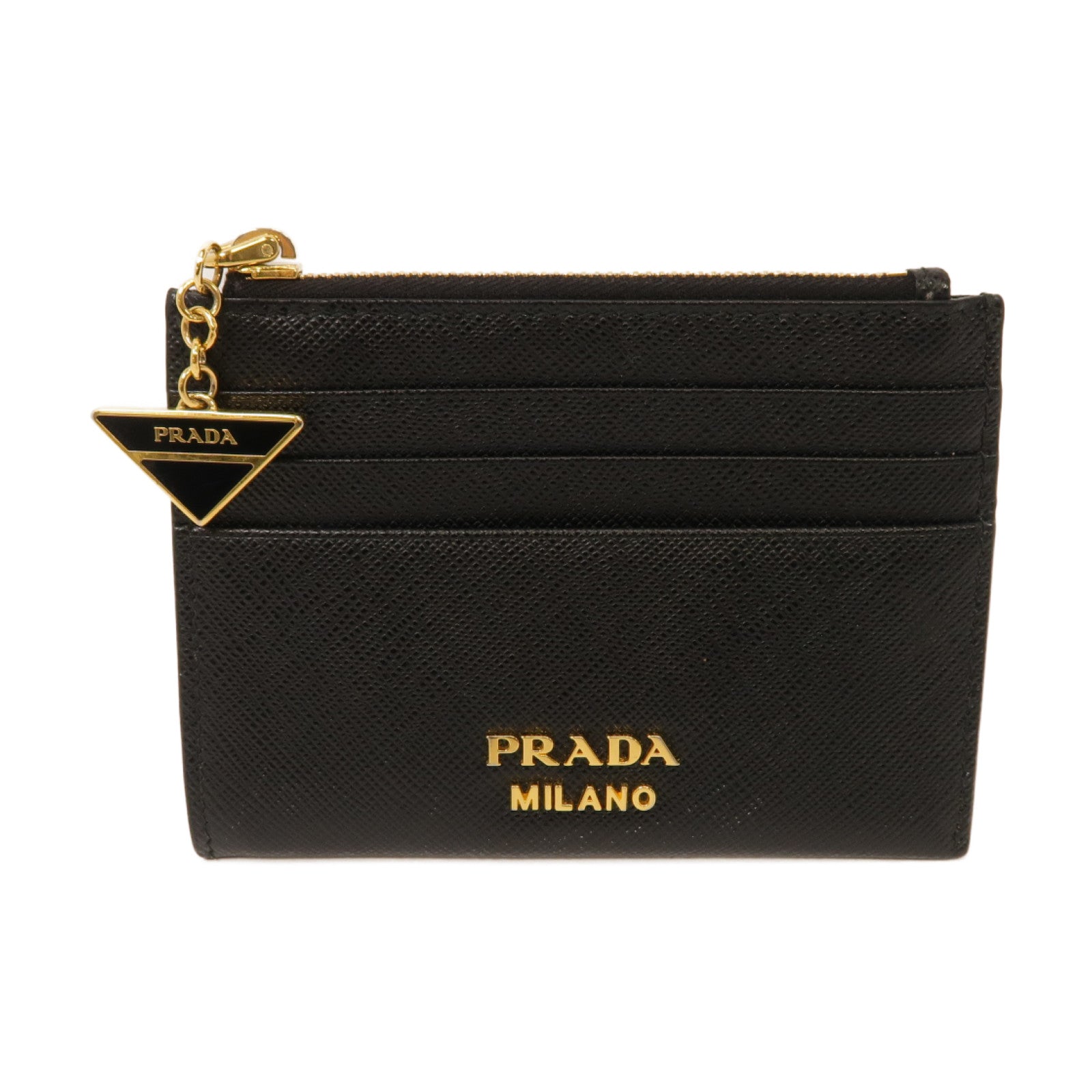 PRADA 牛皮皮革Card Case金扣卡片套黑色