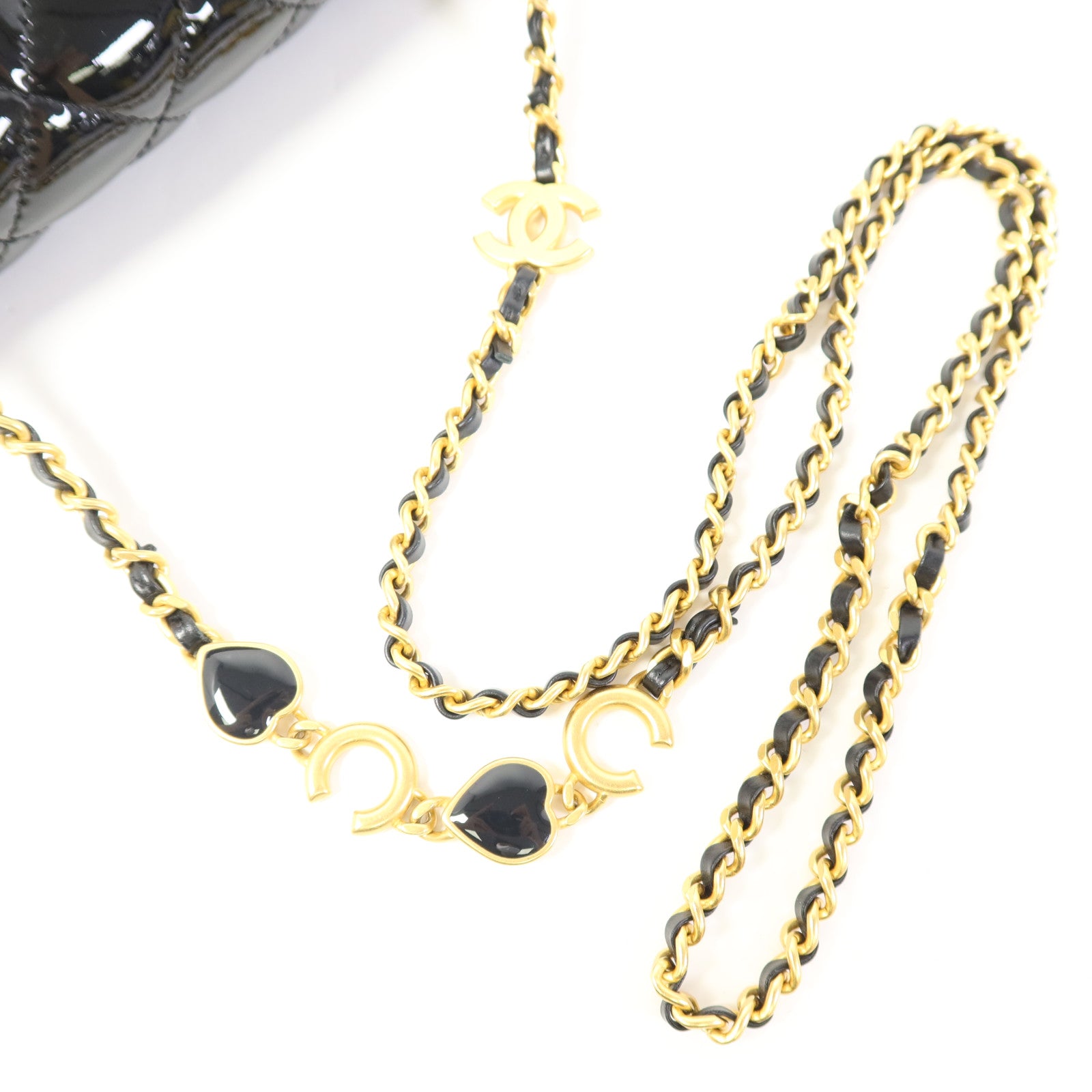 CHANEL 漆皮皮革Mini Classic 20金扣鏈帶肩背袋