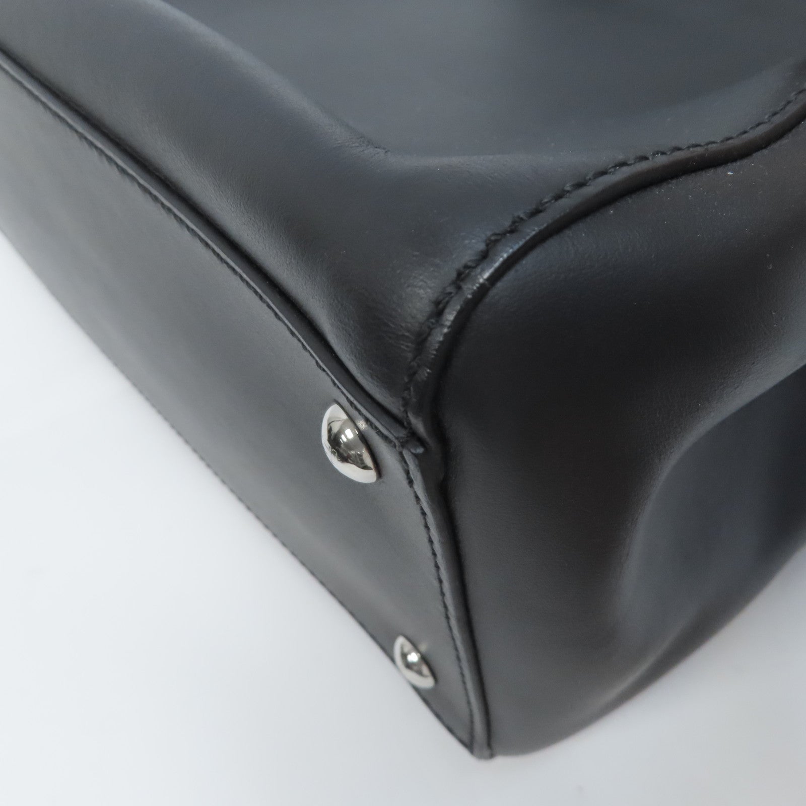 FENDI 牛皮皮革Dotcom銀扣手挽肩背兩用袋黑色