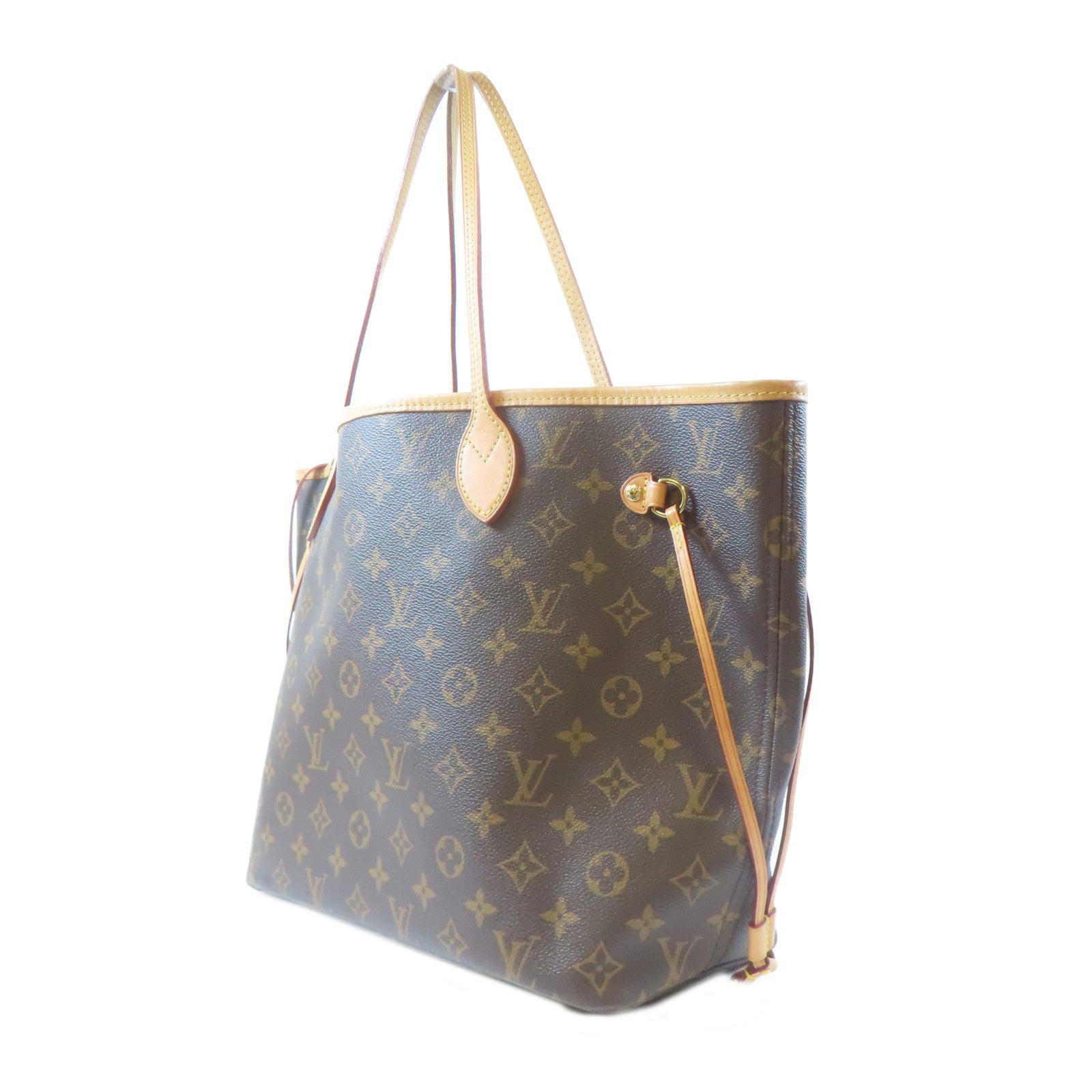 LOUIS VUITTON Monogram Neverfull MM金扣肩背袋啡色