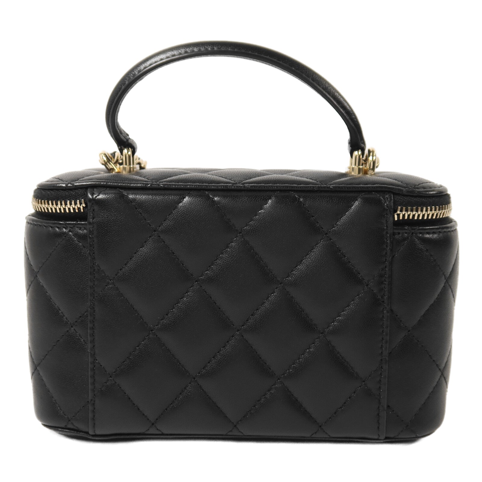 CHANEL 羊皮皮革Vanity Case金扣鏈帶手挽肩背兩用袋