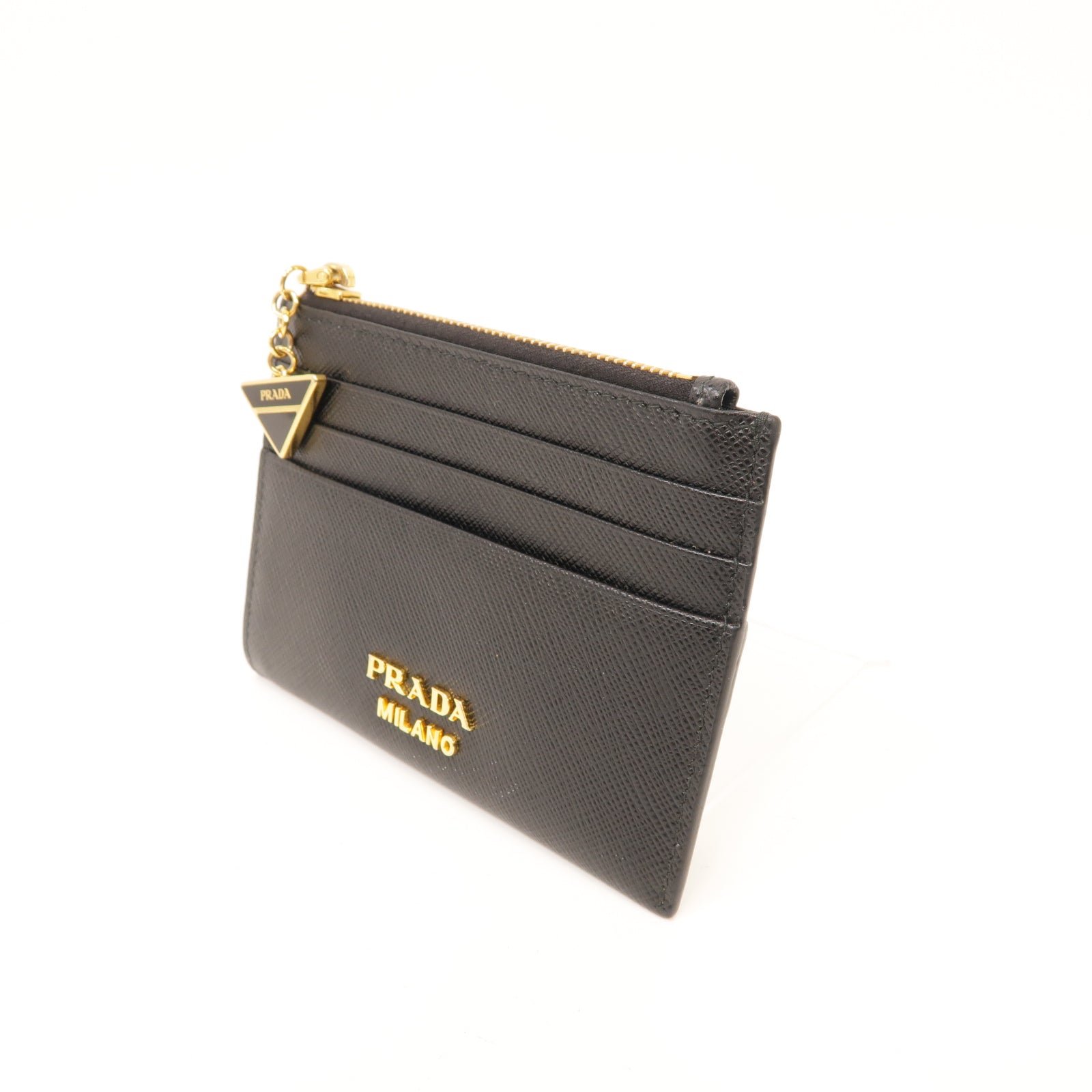 PRADA 牛皮皮革Card Case金扣卡片套黑色