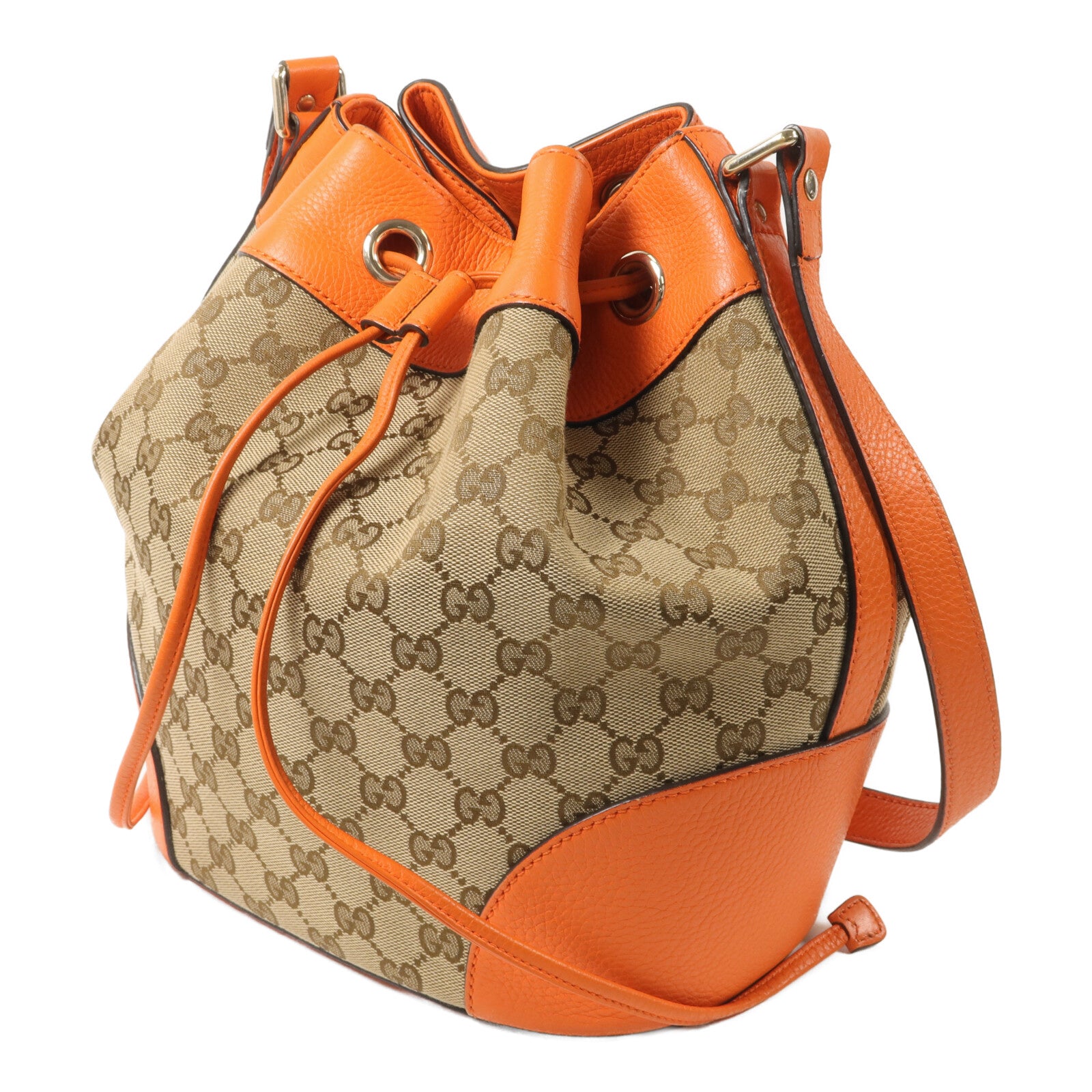 GUCCI 帆布/牛皮皮革GG Canvas Bucket肩背袋
