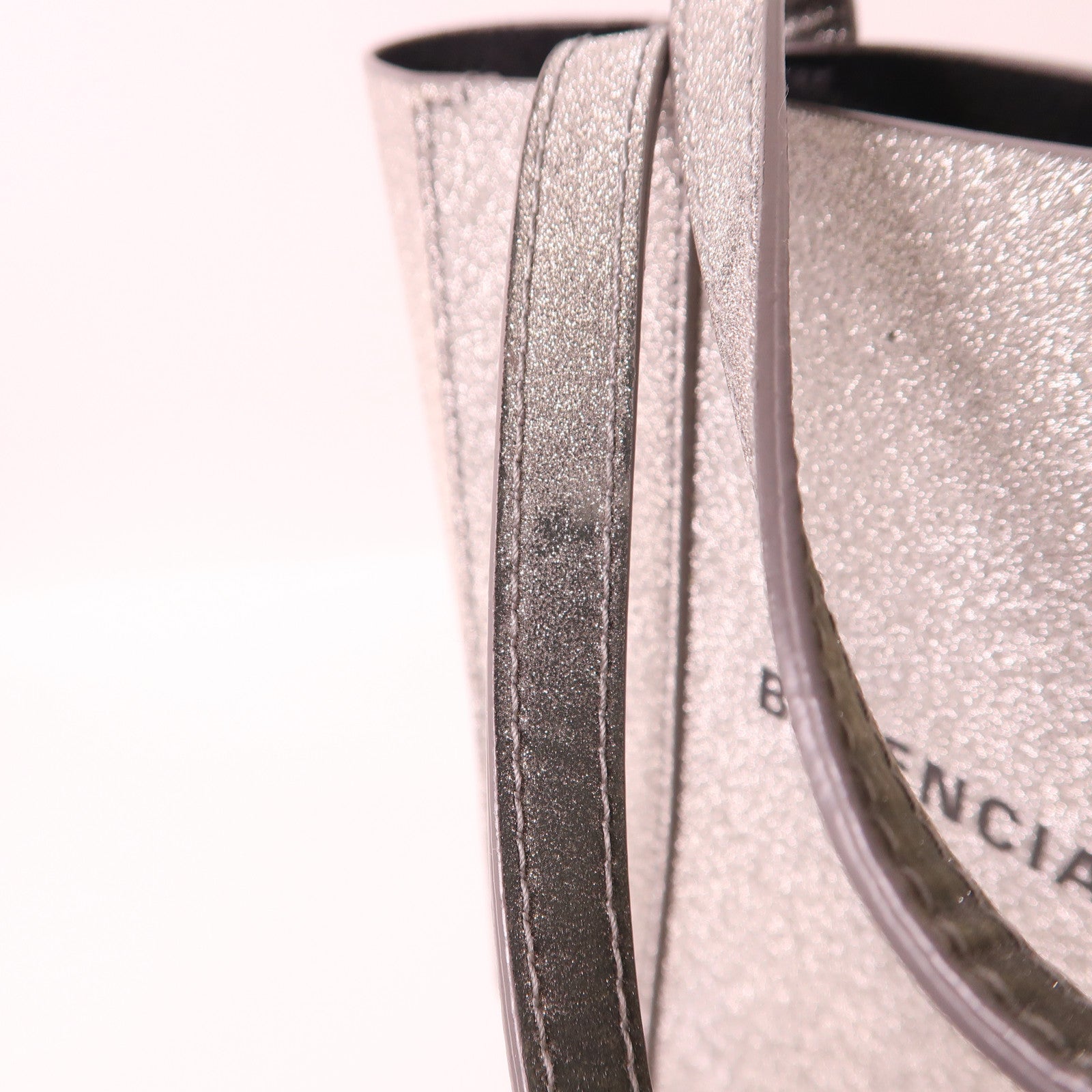 BALENCIAGA 2 Way Bag Leather Silver