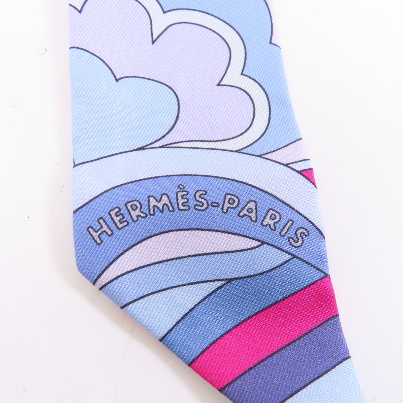 HERMES 【激減優惠】絲質Twilly絲巾紫色/藍色