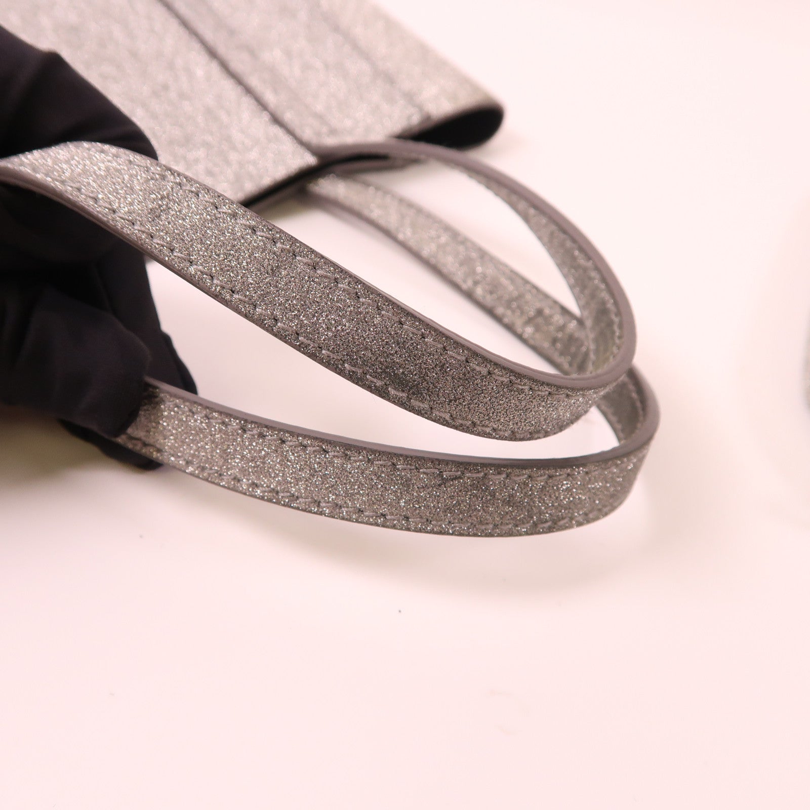 BALENCIAGA 2 Way Bag Leather Silver