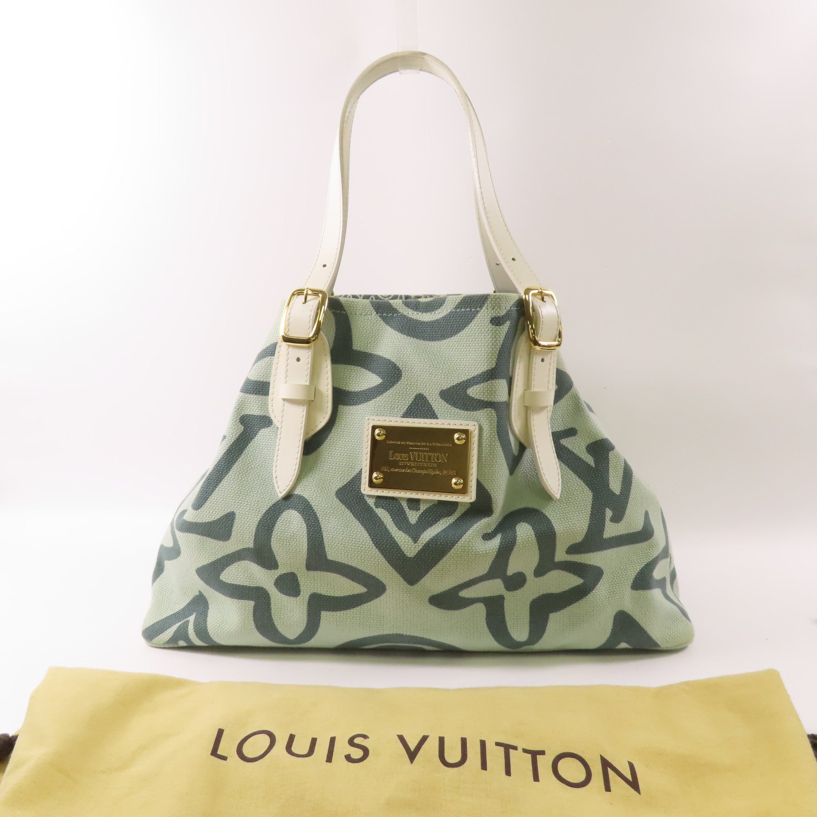 LOUIS VUITTON 帆布/皮革Tahitienne PM金扣肩背袋