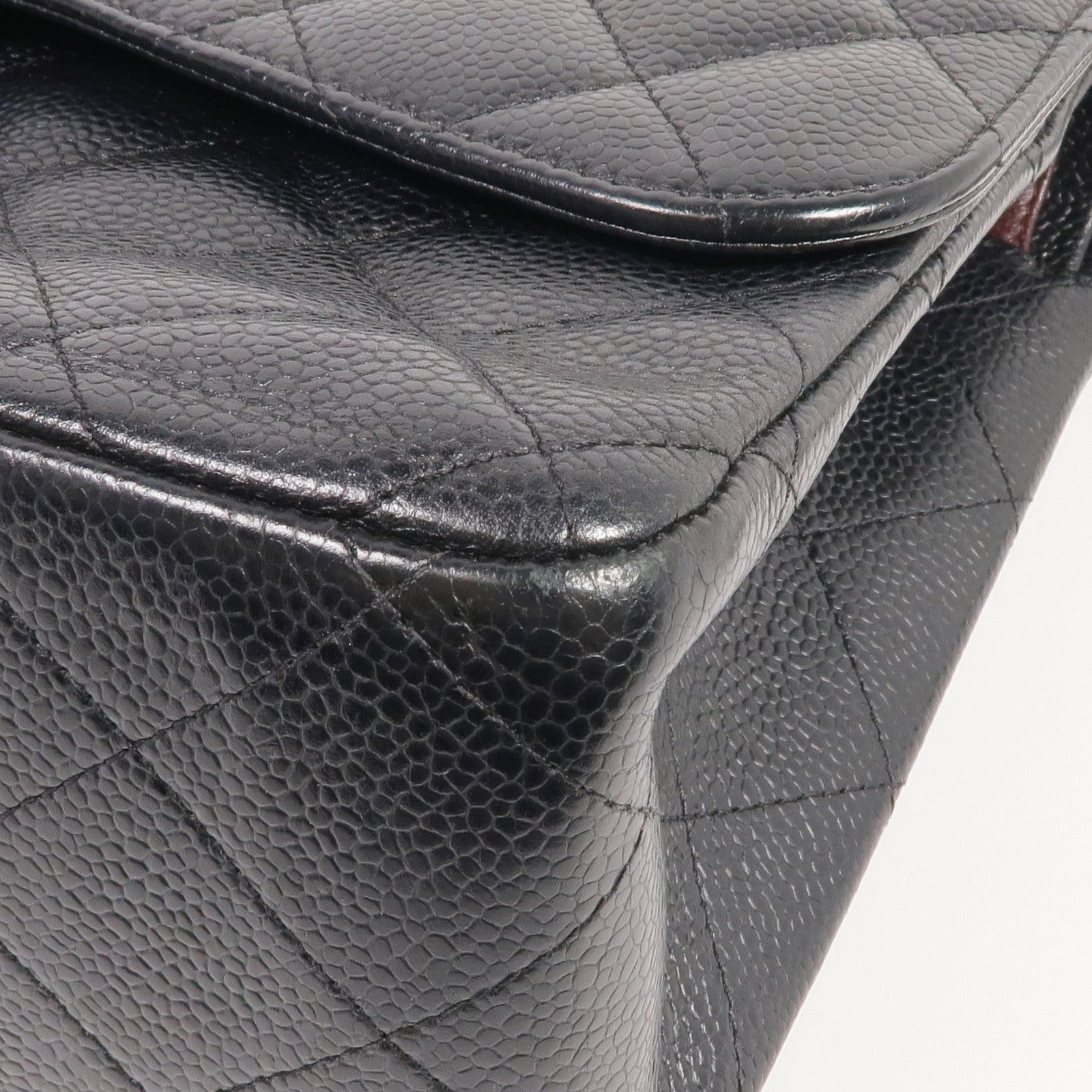 CHANEL 牛皮皮革Large Classic銀扣鏈帶肩背袋