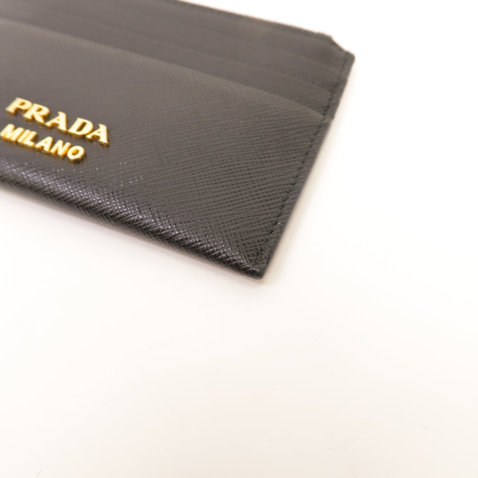 PRADA 牛皮皮革Card Case金扣卡片套黑色
