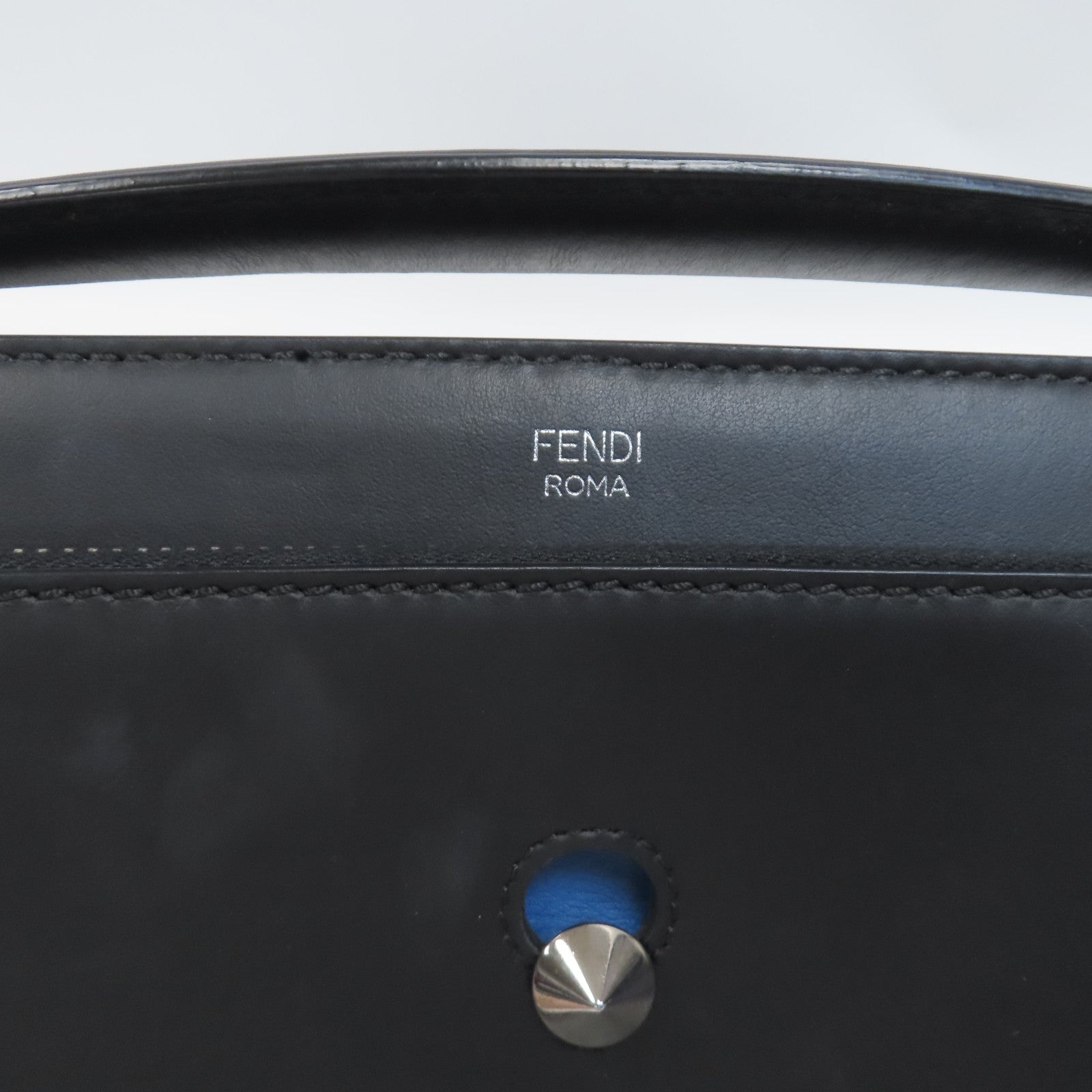 FENDI 牛皮皮革Dotcom銀扣手挽肩背兩用袋黑色