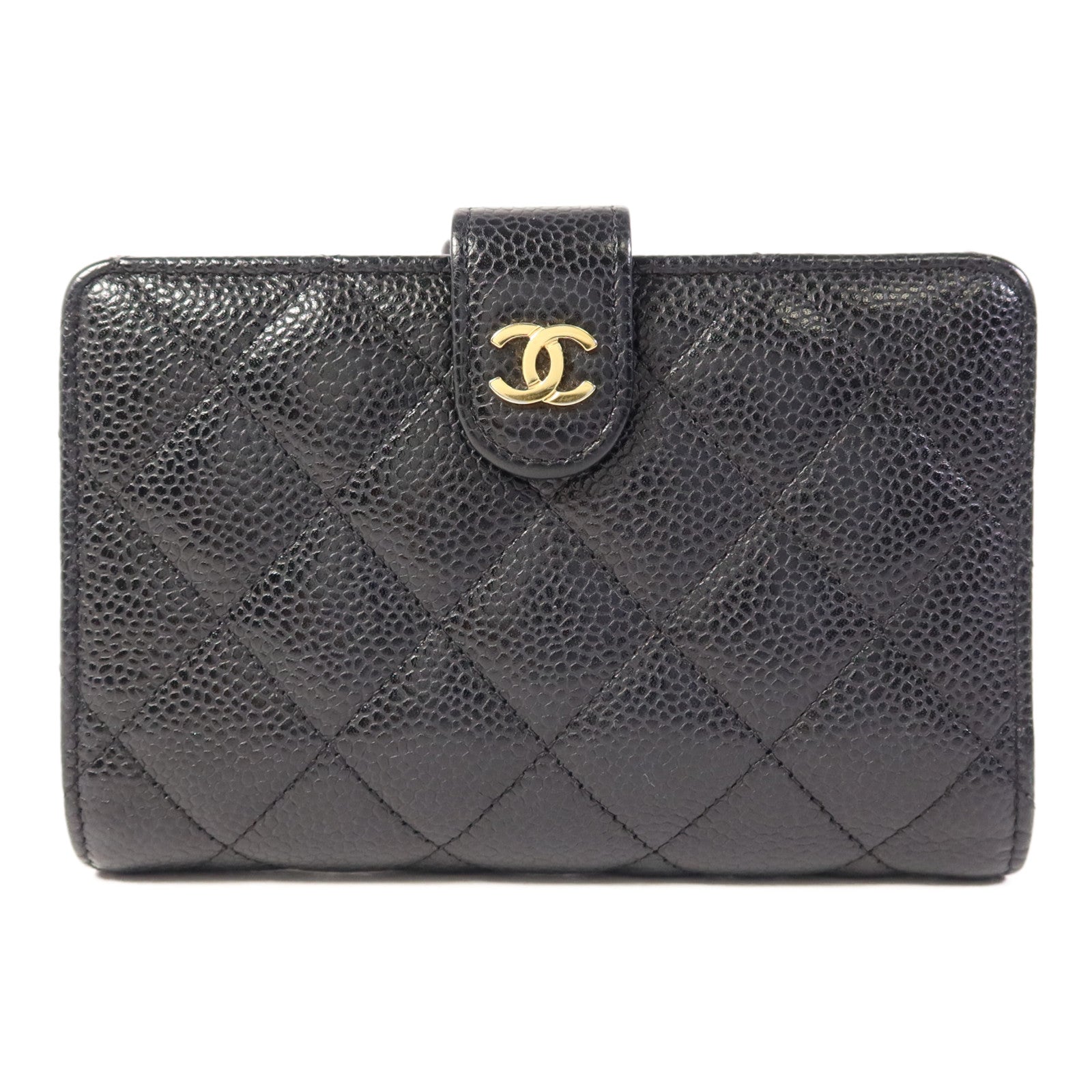 CHANEL 牛皮皮革Bifold Wallet金扣錢包