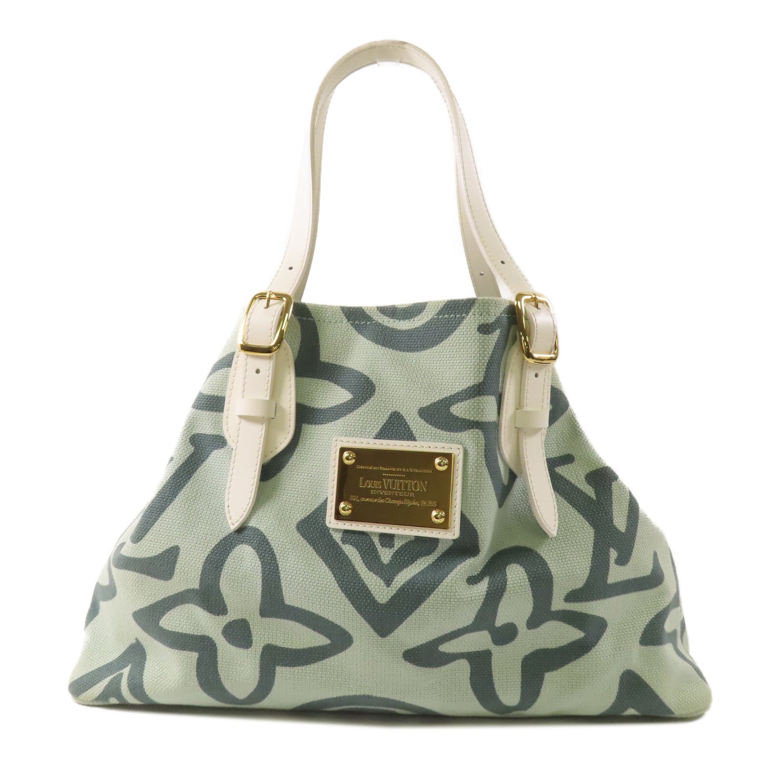 LOUIS VUITTON 帆布/皮革Tahitienne PM金扣肩背袋