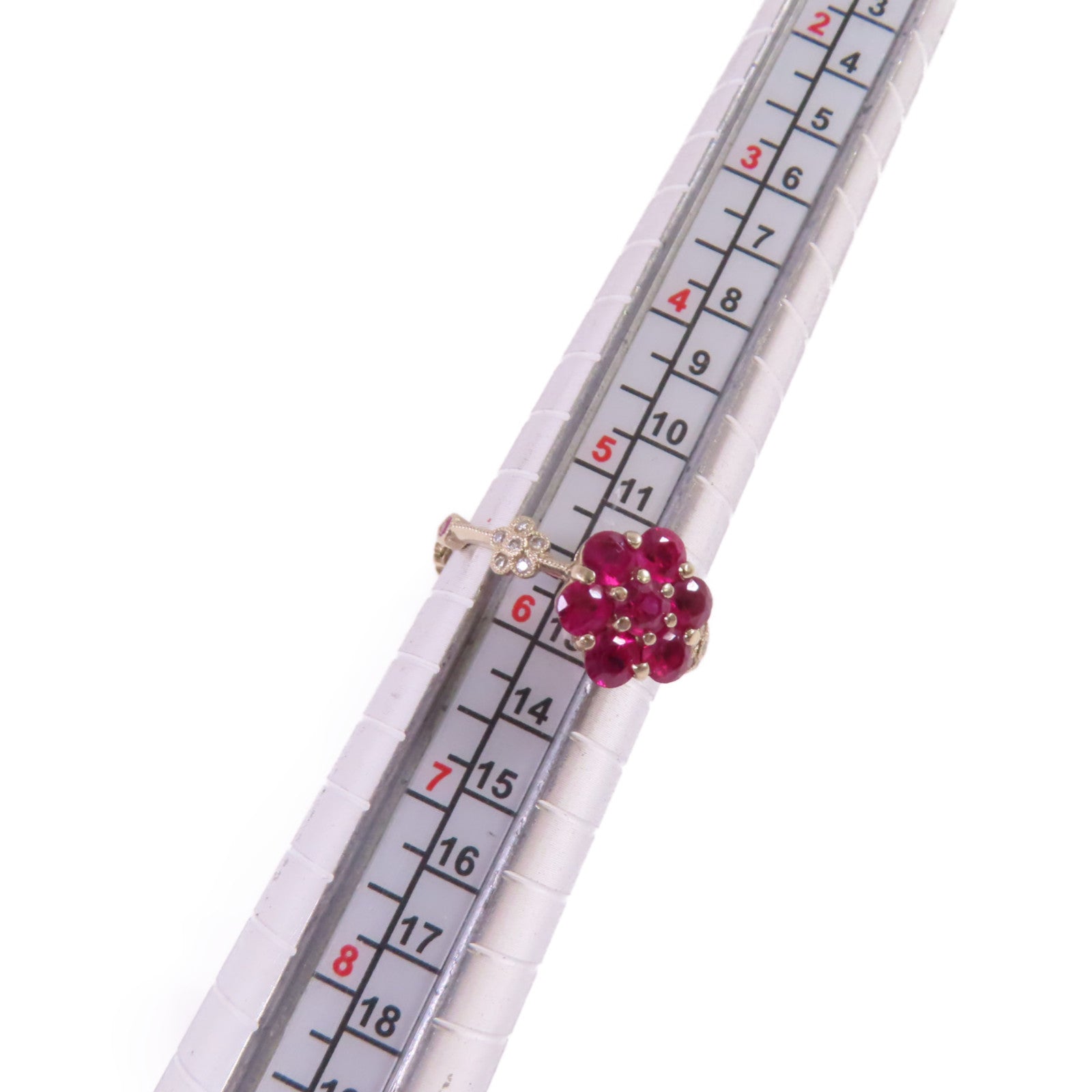 JEWELRY 18K黃金/1.49ct紅寶石/0.19ct鑽石Ruby Diamond Ring戒指US#5.75