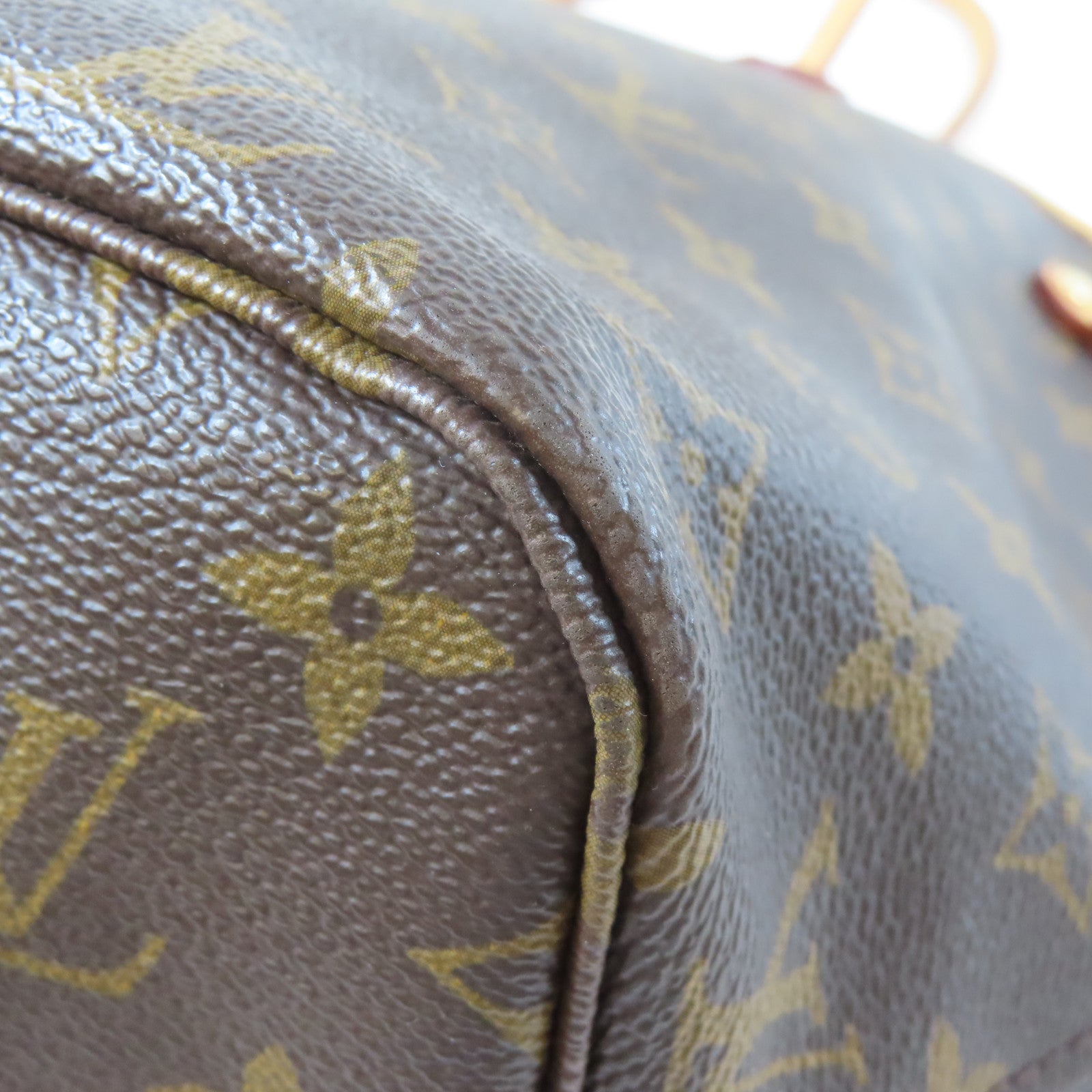 LOUIS VUITTON Monogram Neverfull MM金扣肩背袋啡色
