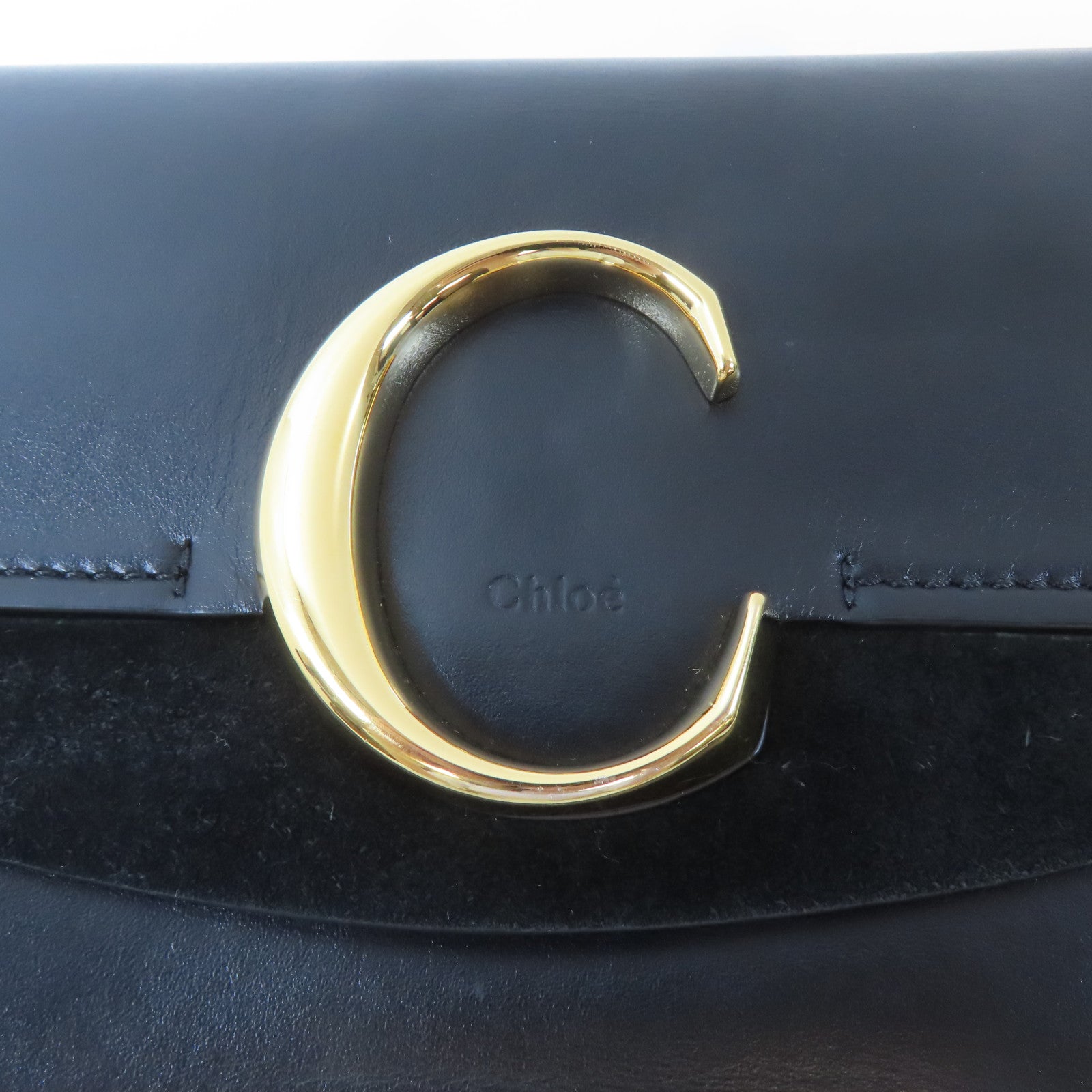 Chloe 牛皮皮革Chain Shoulder Bag金扣鏈帶肩背袋黑色