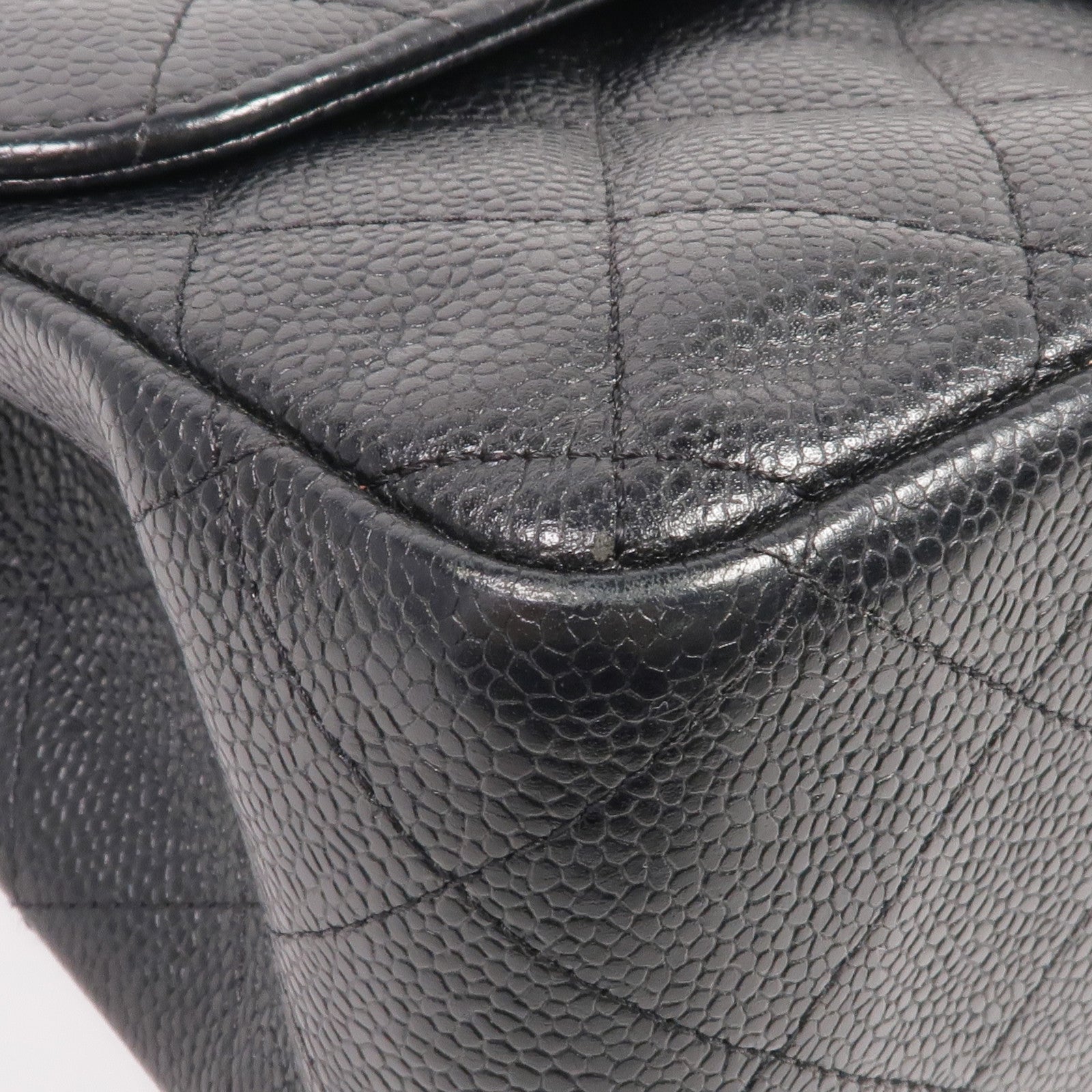 CHANEL 牛皮皮革Large Classic銀扣鏈帶肩背袋