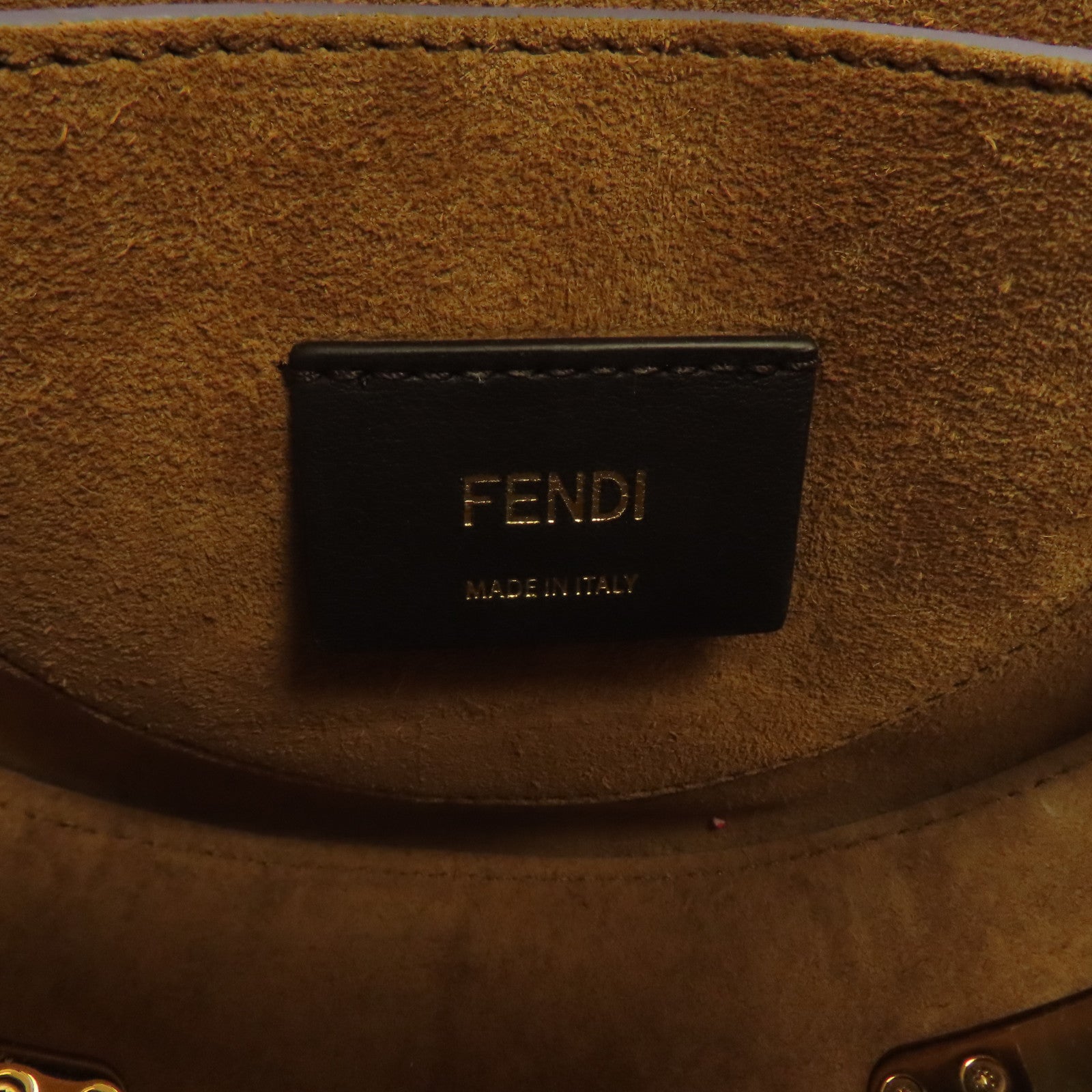 FENDI 牛皮皮革Moonlight金扣肩背袋藍色