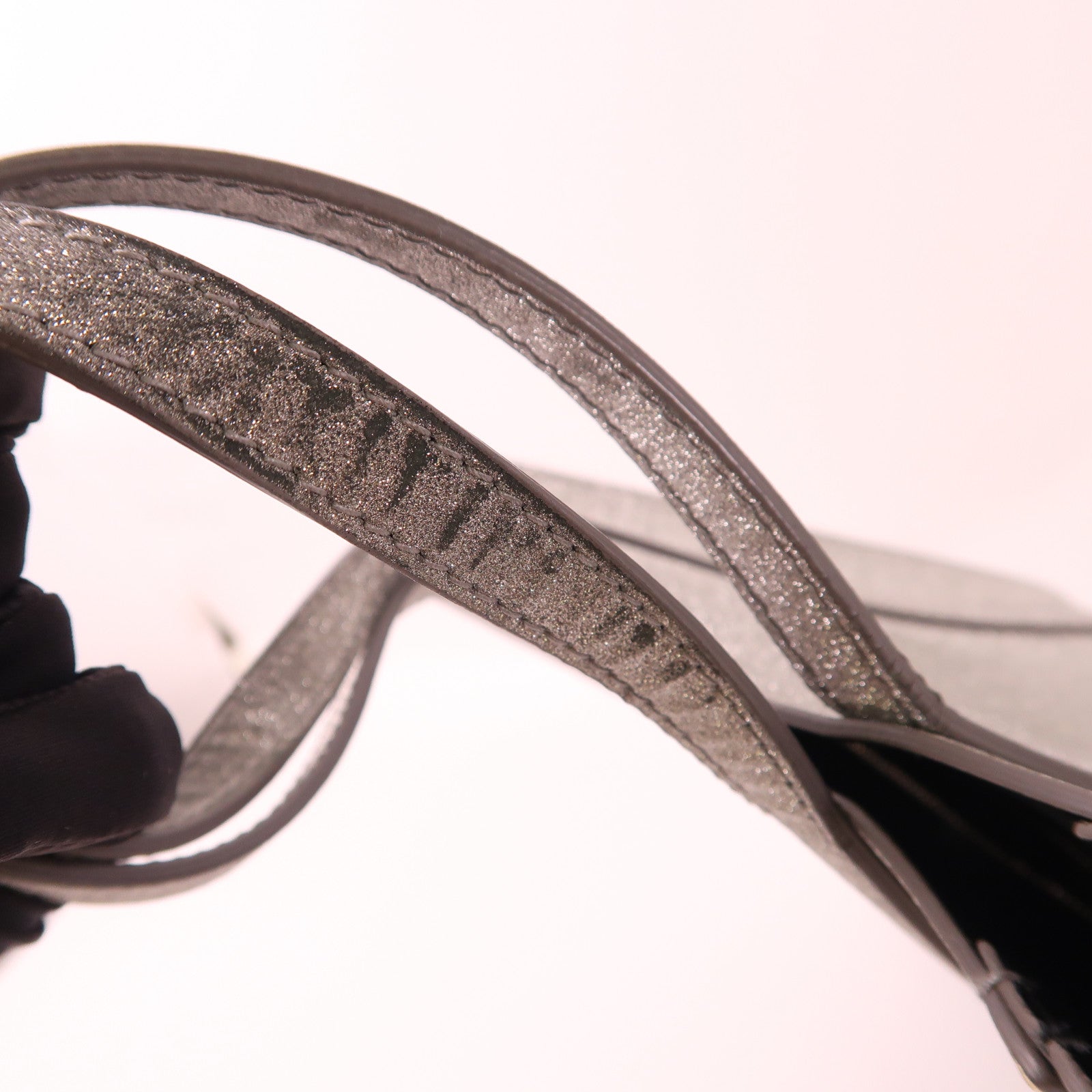 BALENCIAGA 2 Way Bag Leather Silver