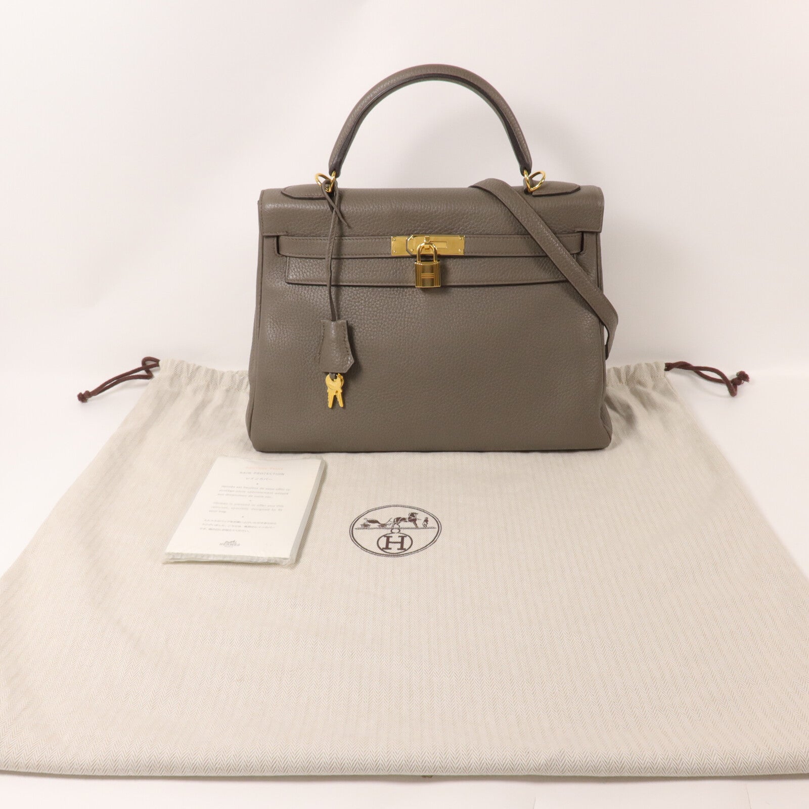 HERMES Togo皮革Kelly 32手挽肩背兩用袋Etain