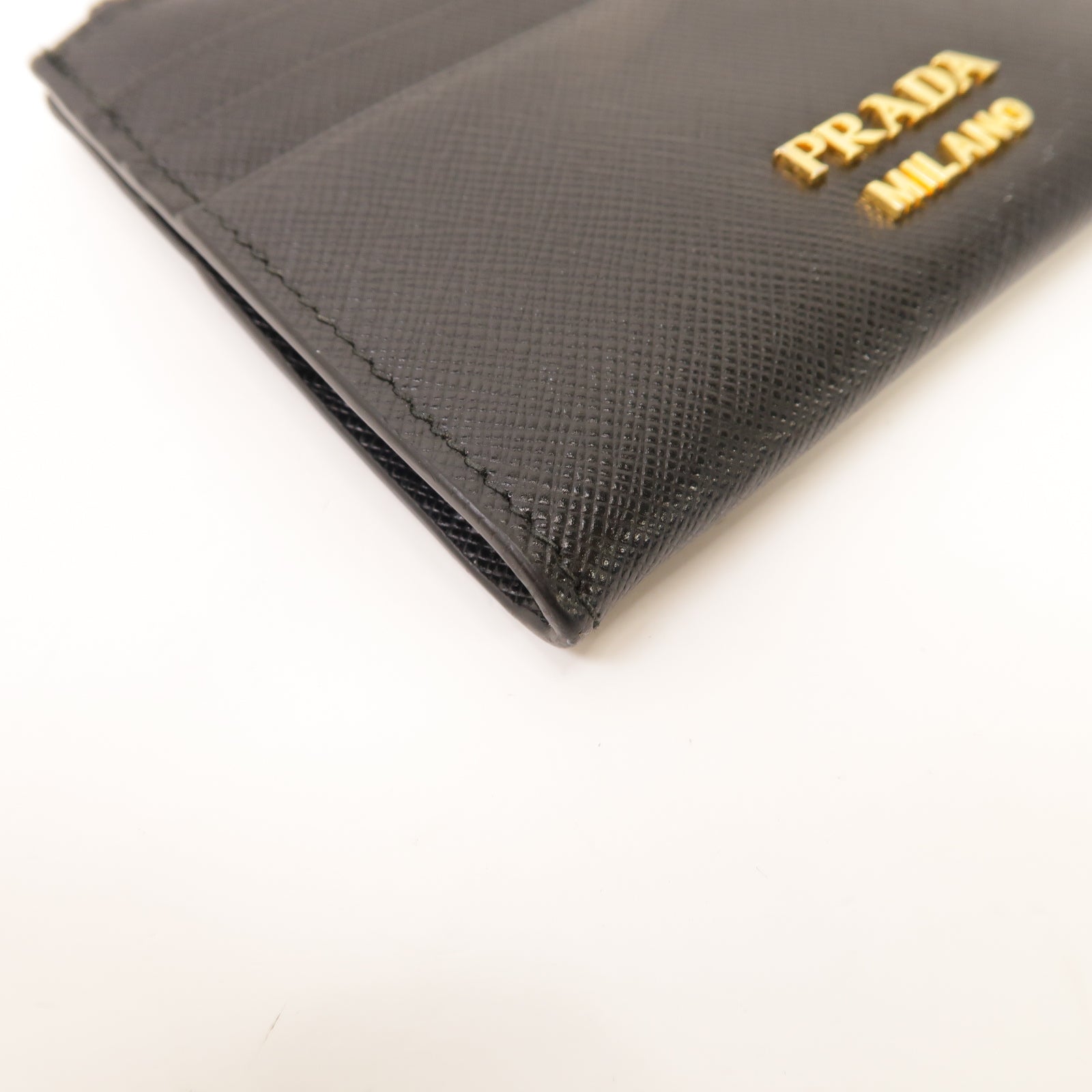 PRADA 牛皮皮革Card Case金扣卡片套黑色