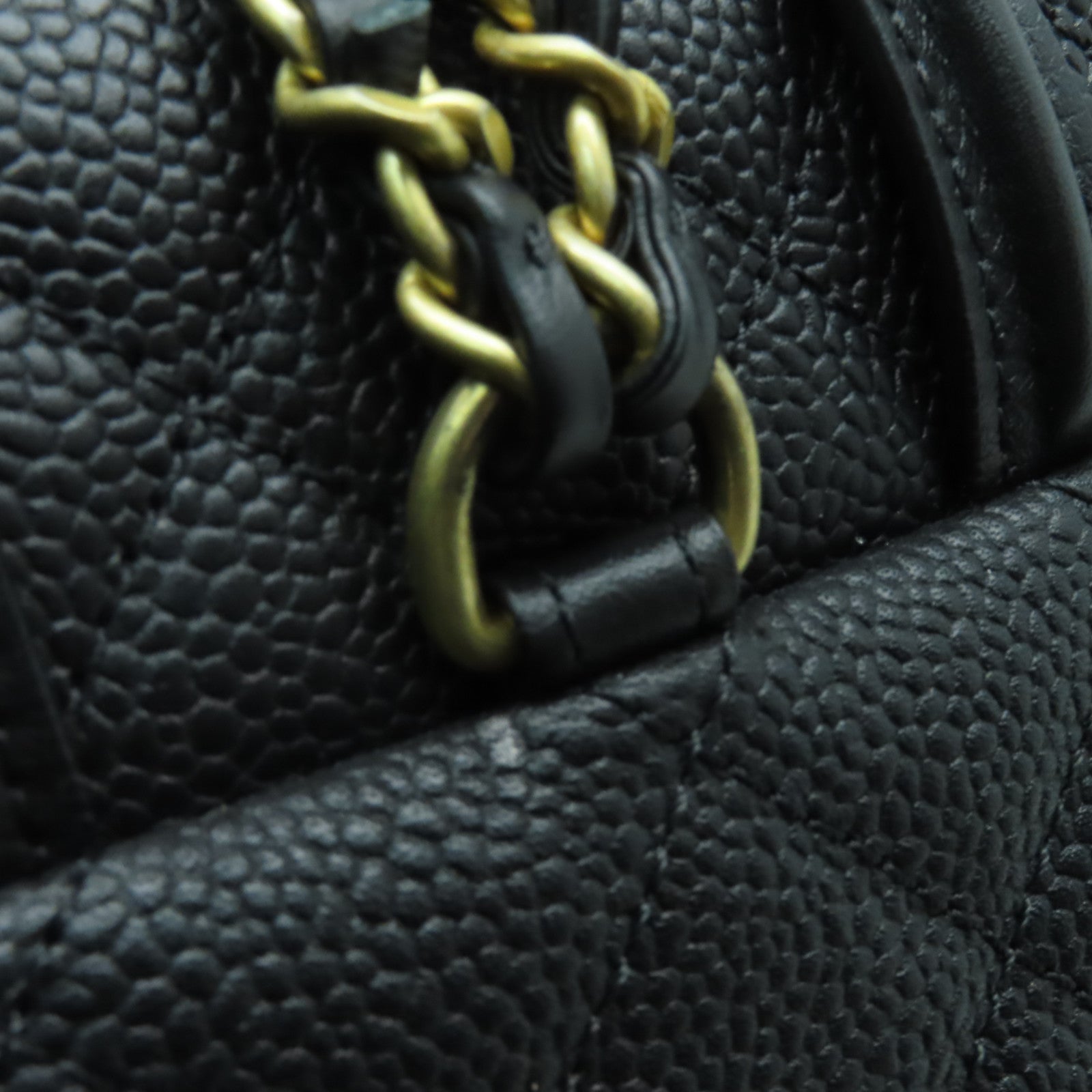 CHANEL 菱格Caviar皮革Backpack金扣背包黑色