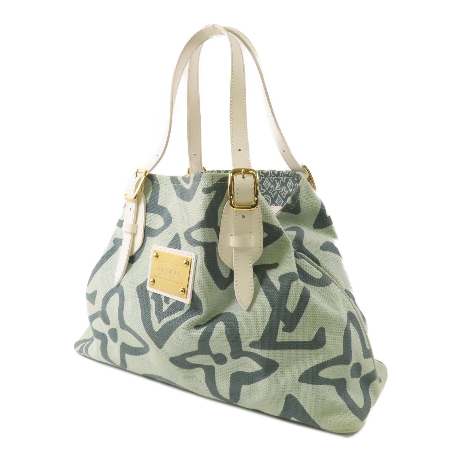 LOUIS VUITTON 帆布/皮革Tahitienne PM金扣肩背袋
