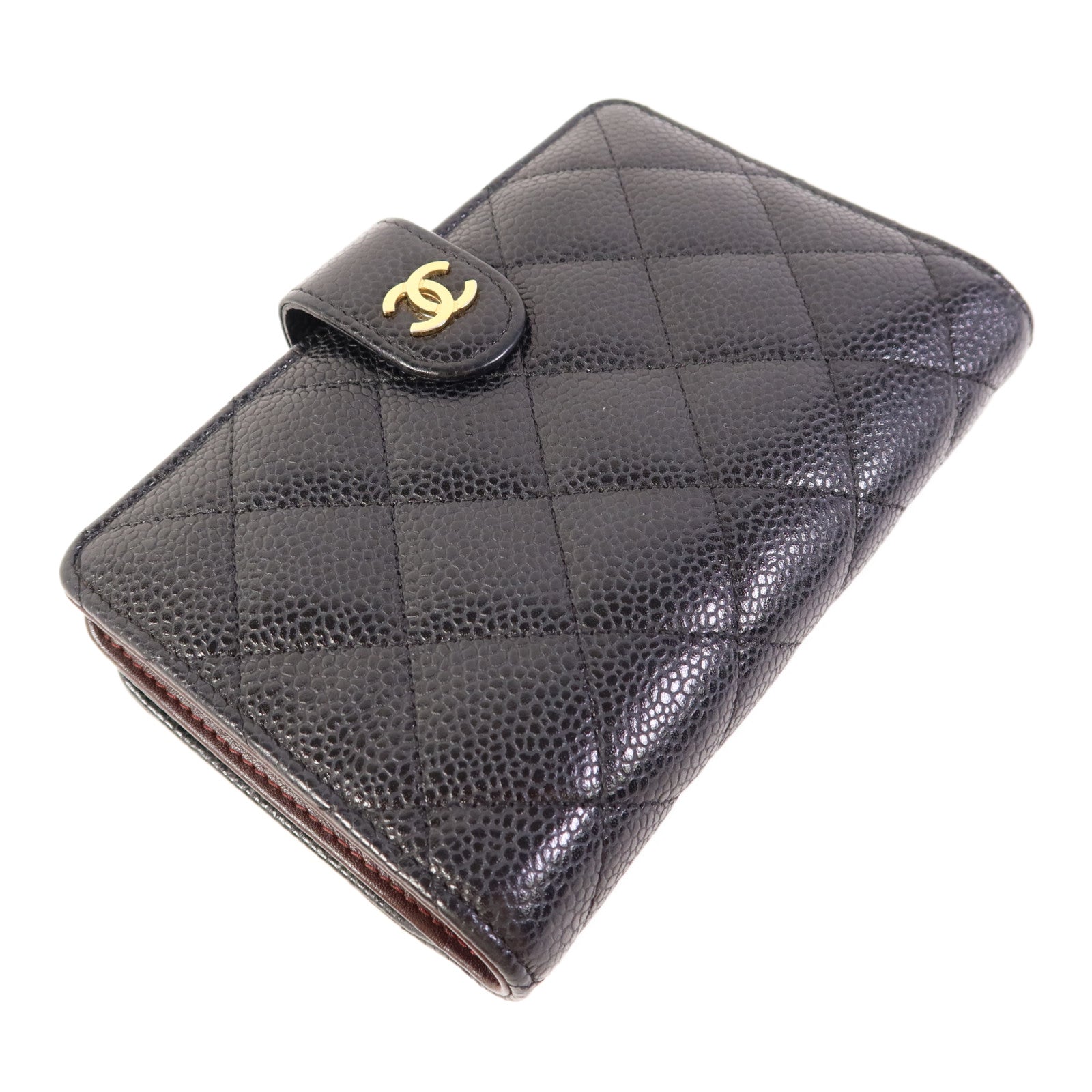 CHANEL 牛皮皮革Bifold Wallet金扣錢包