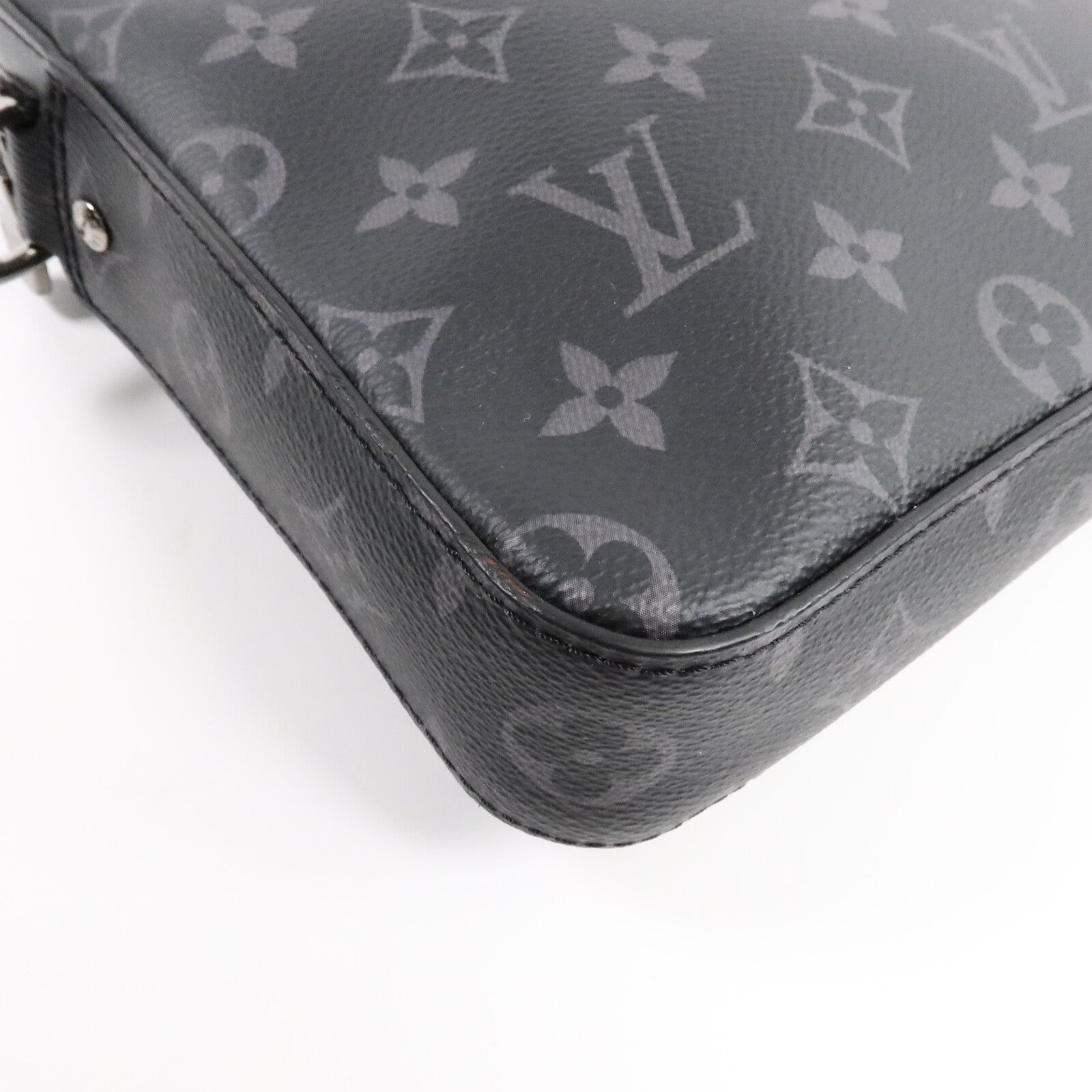 LOUIS VUITTON Monogram Eclipse Reverse Trio Messenger銀扣肩背袋灰色