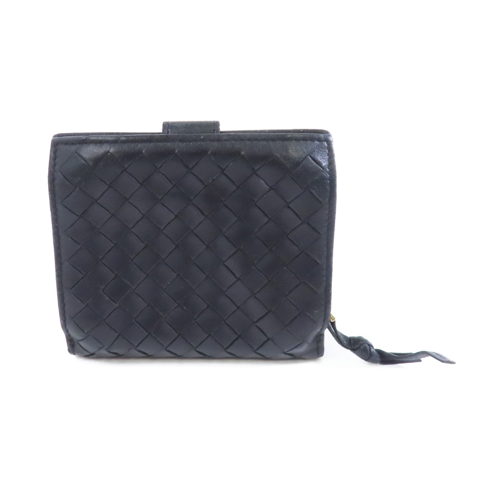 BOTTEGA VENETA 織紋皮革Bifold Wallet金扣錢包黑色