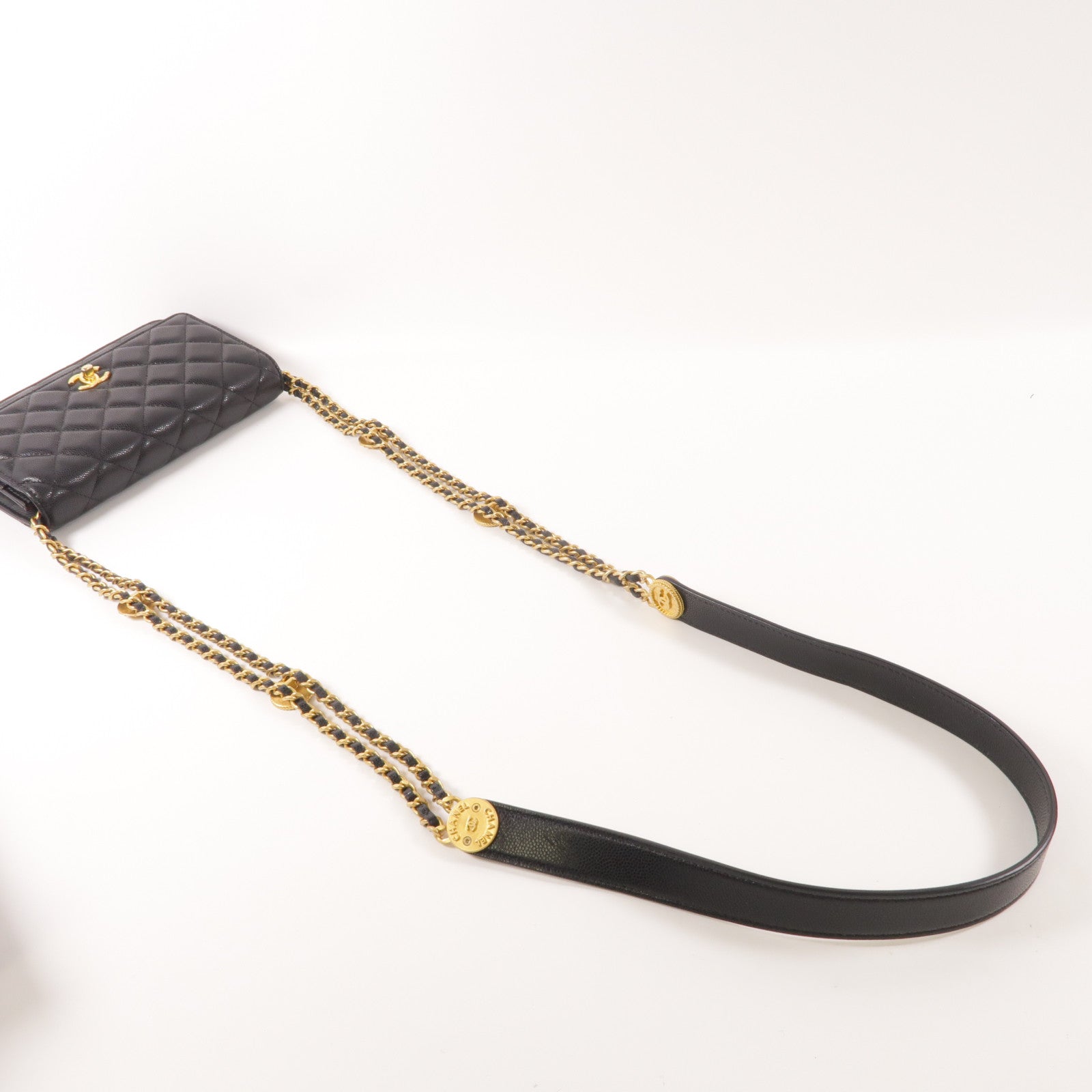 CHANEL 牛皮皮革WOC Wallet On Chain金扣鏈帶肩背袋