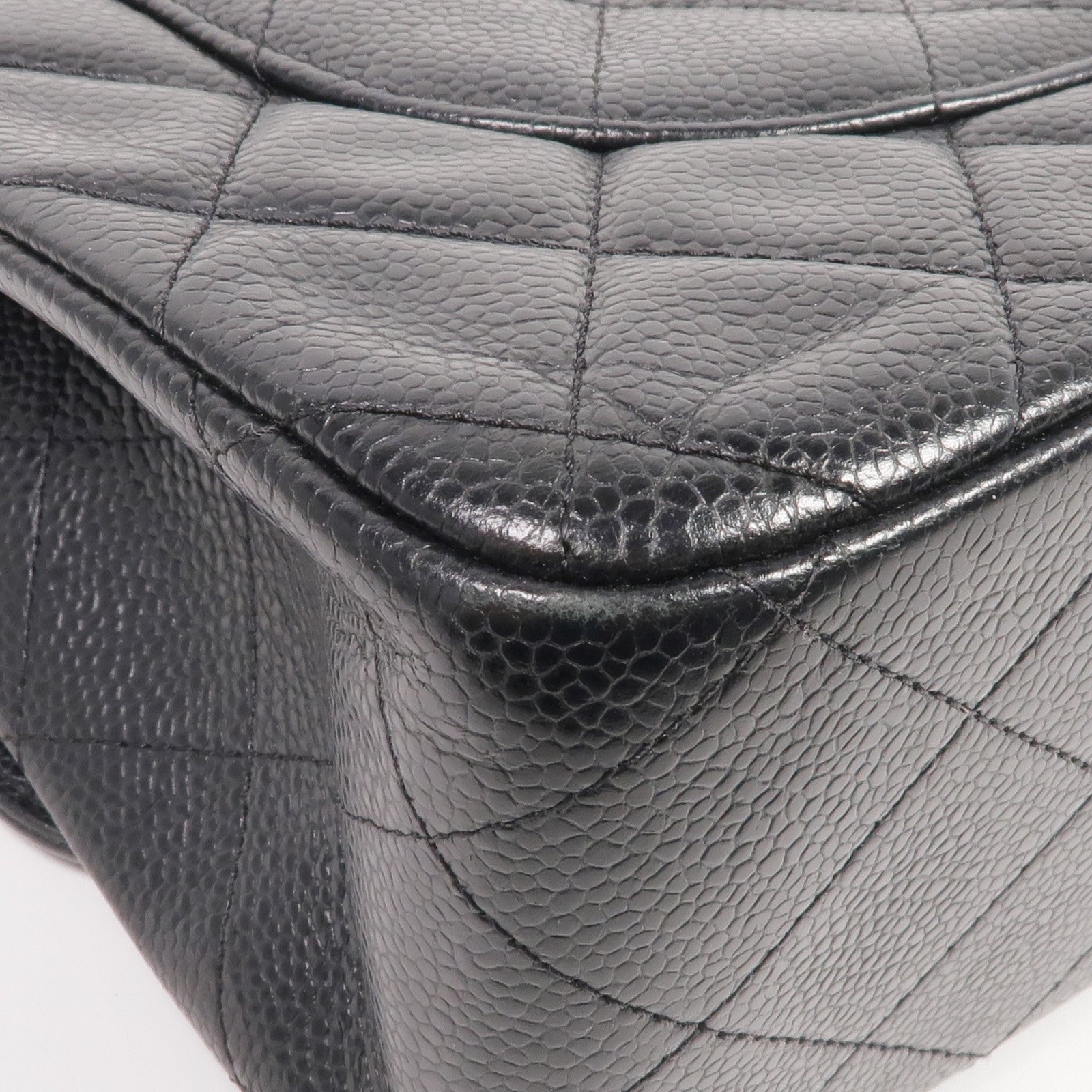 CHANEL 牛皮皮革Large Classic銀扣鏈帶肩背袋