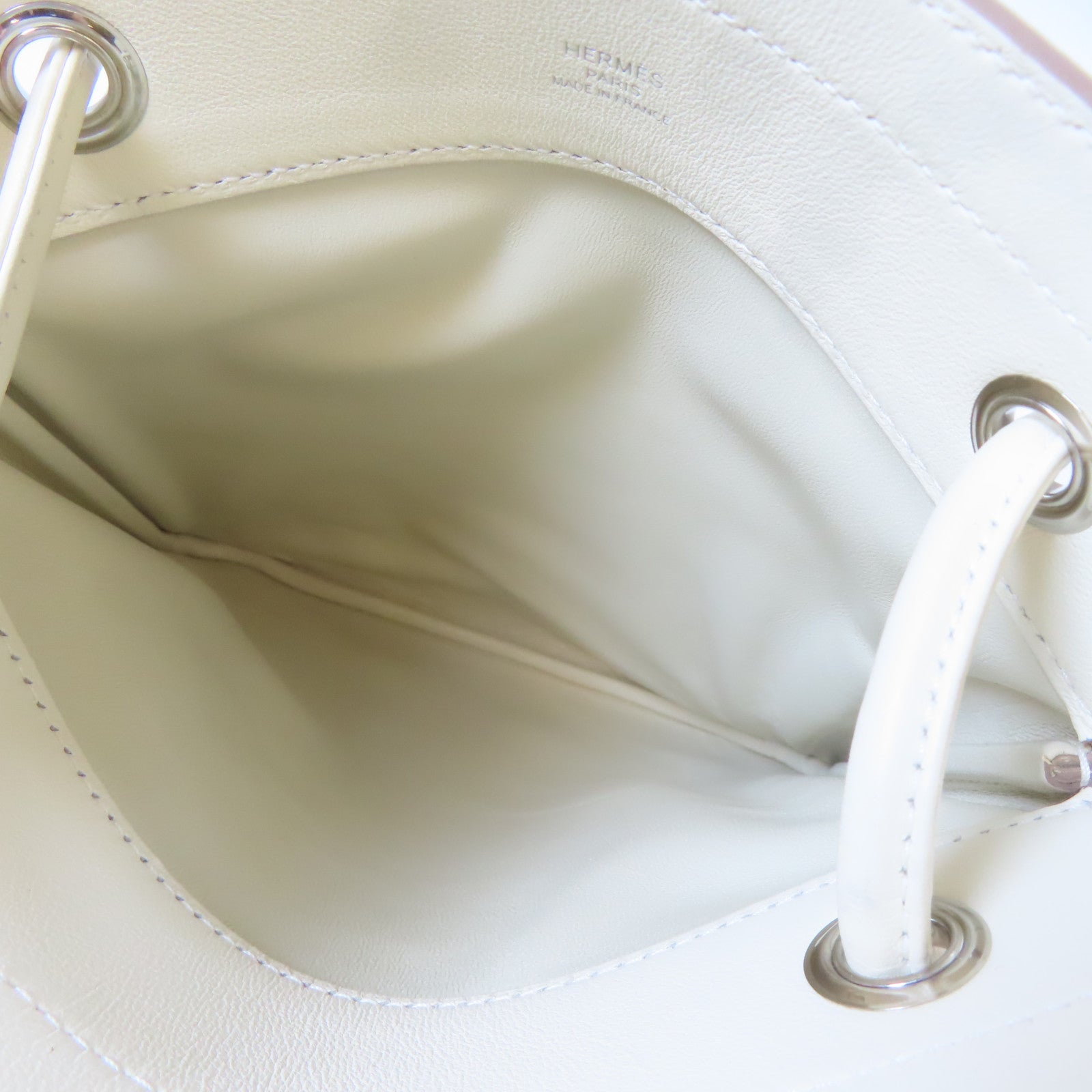HERMES 【激減優惠】Veau Swift皮革Aline銀扣肩背袋白色