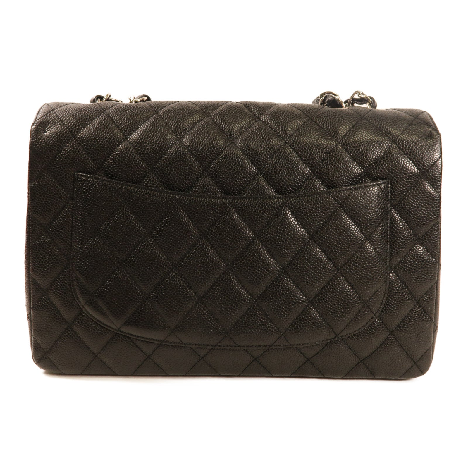 CHANEL 牛皮皮革Large Classic銀扣鏈帶肩背袋