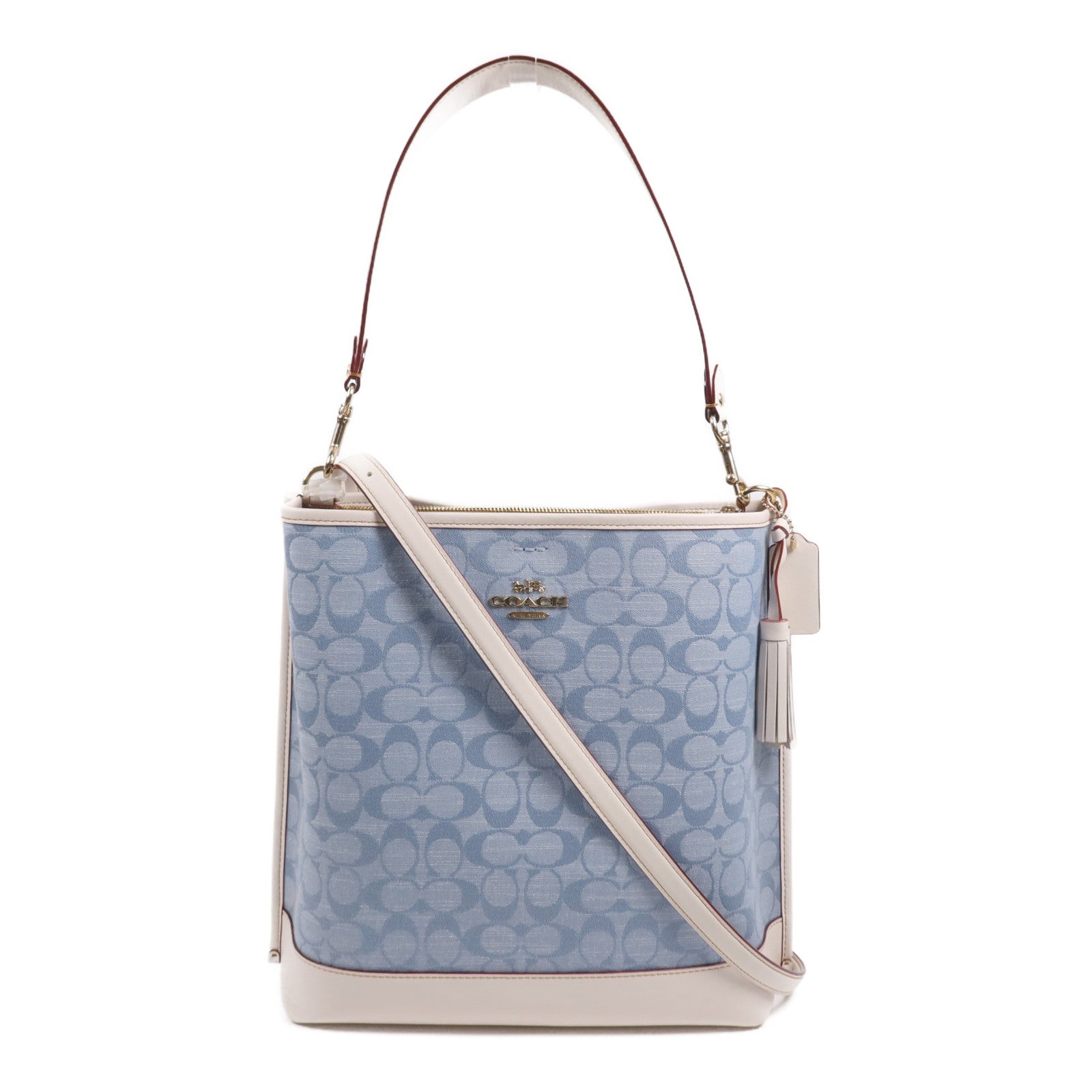 COACH 帆布/皮革2 Way Shoulder Bag金扣手挽肩背兩用袋