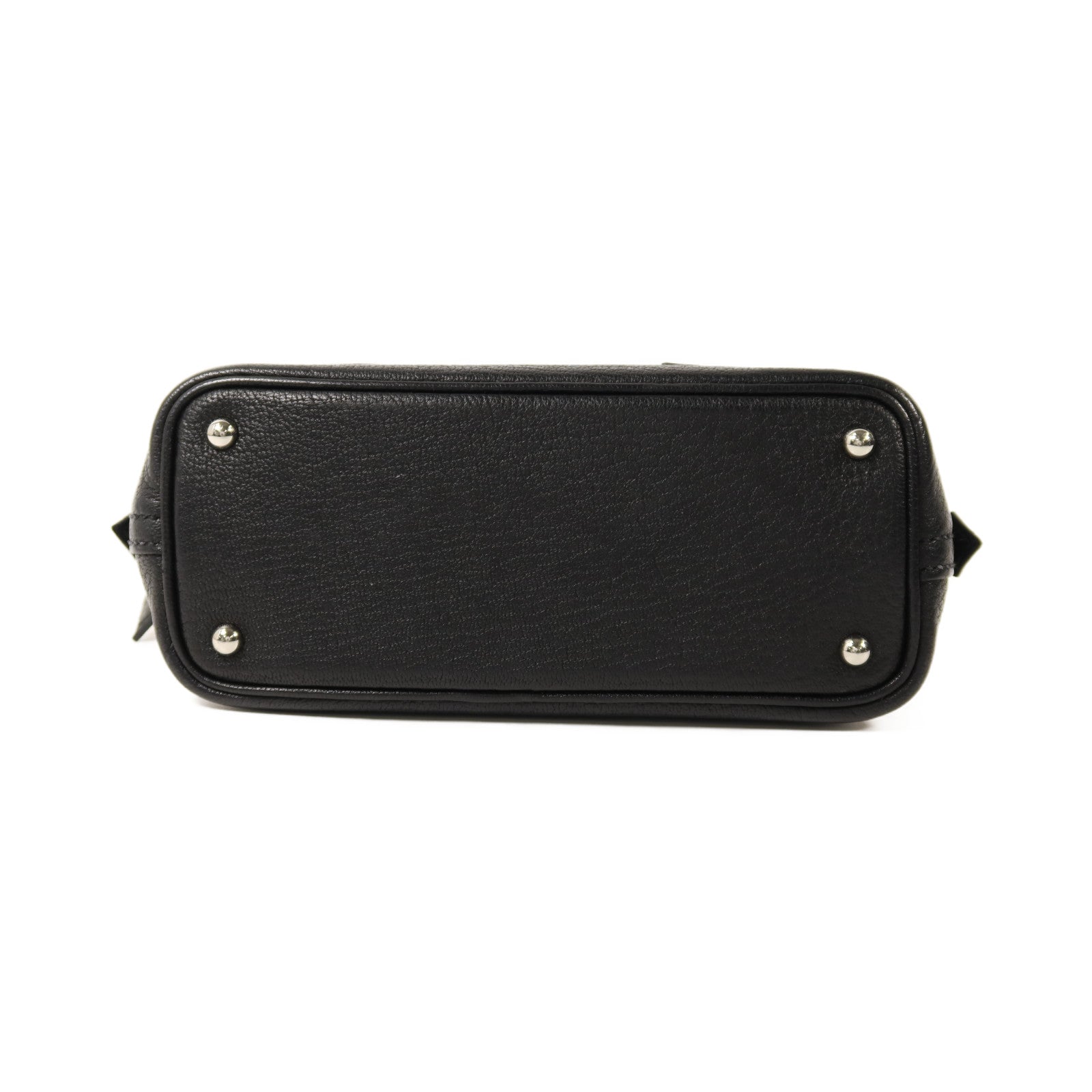 HERMES Chevre皮革Mini Bolide銀扣手挽肩背兩用袋Noir