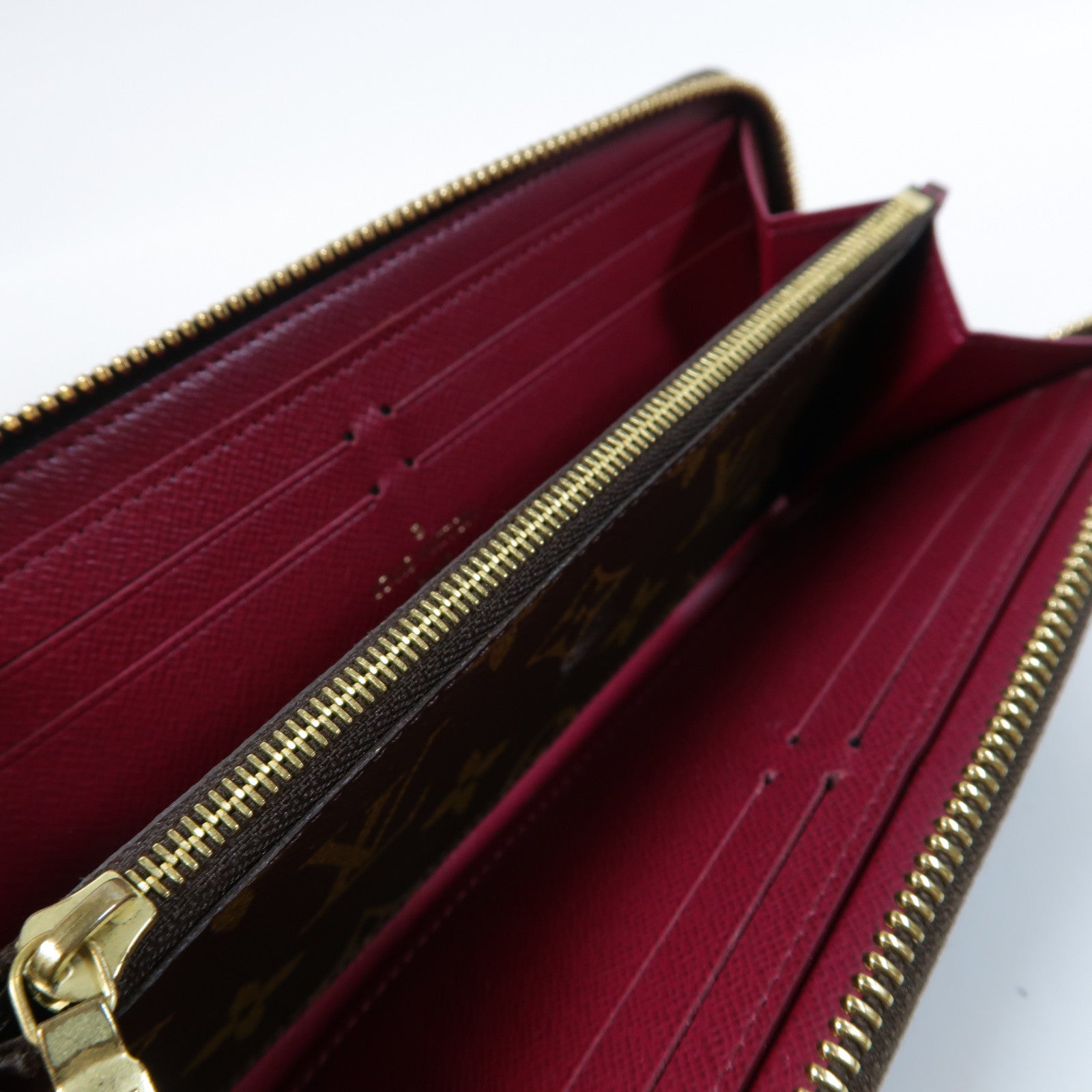 LOUIS VUITTON Monogram Portefeuille Clemence金扣拉鍊長錢包啡色