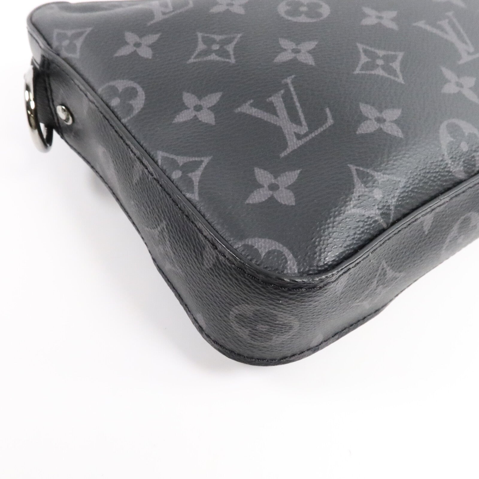 LOUIS VUITTON Monogram Eclipse Reverse Trio Messenger銀扣肩背袋灰色