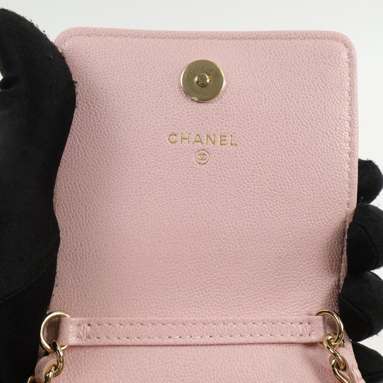 CHANEL 牛皮皮革Phone Bag鏈帶肩背袋