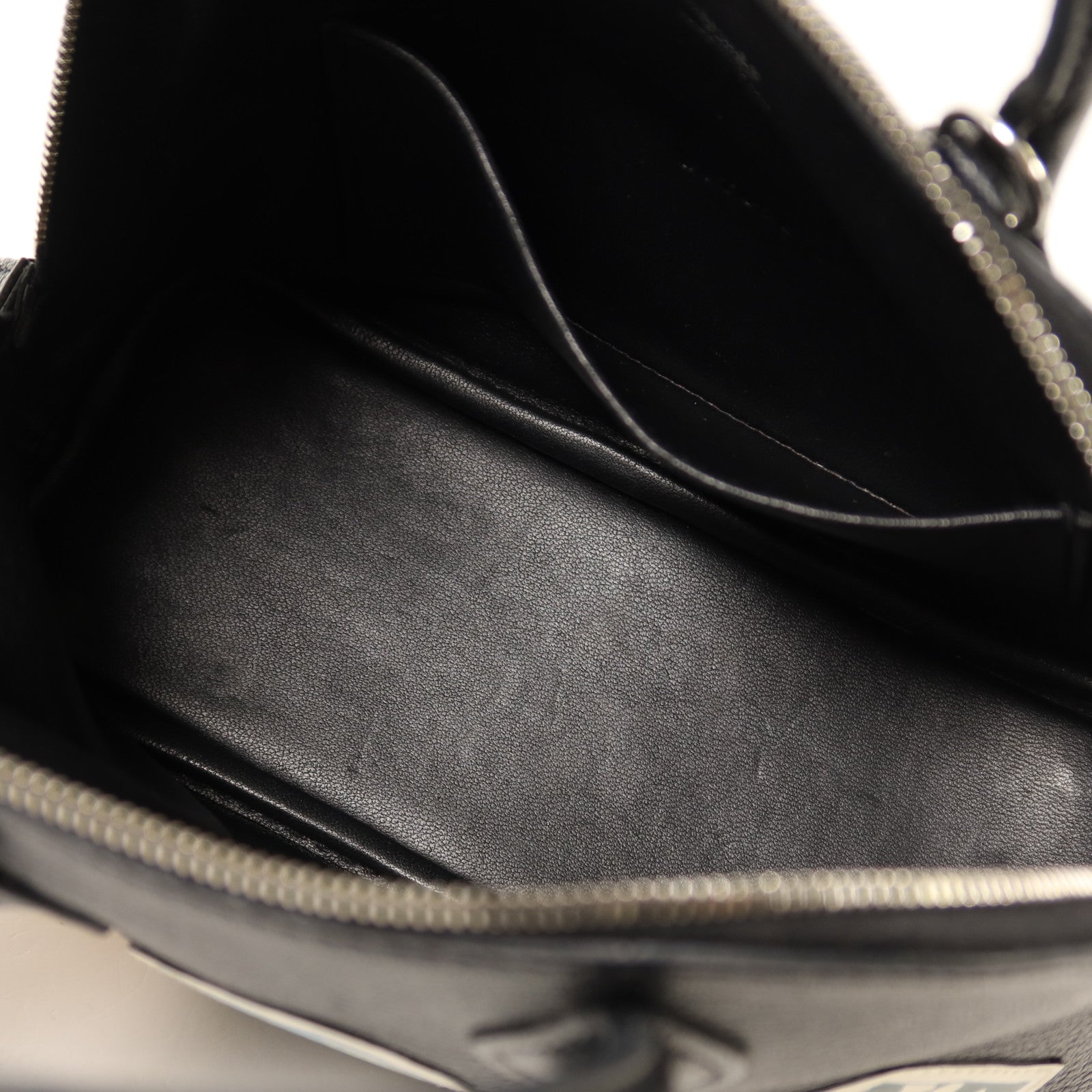 HERMES Chevre皮革Mini Bolide銀扣手挽肩背兩用袋Noir