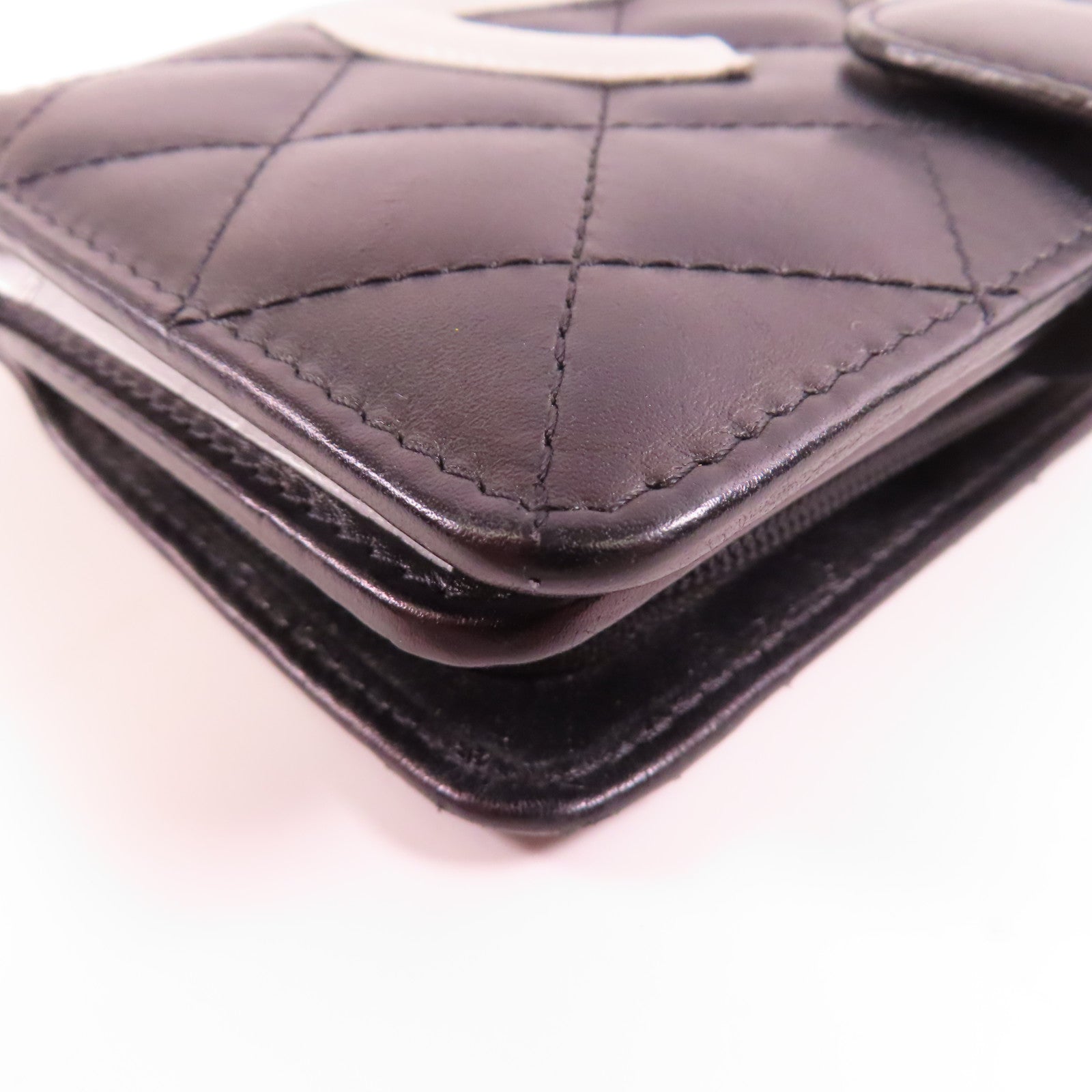 CHANEL 牛皮皮革Cambon Wallet銀扣錢包