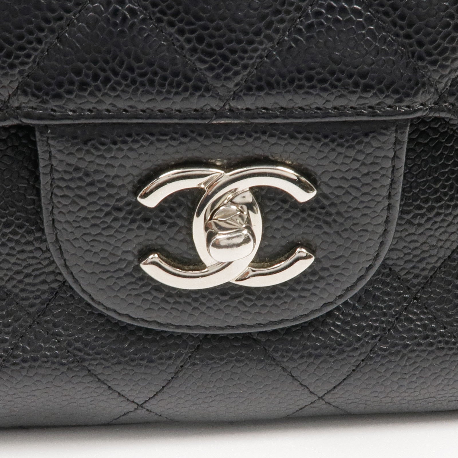 CHANEL 牛皮皮革Large Classic銀扣鏈帶肩背袋