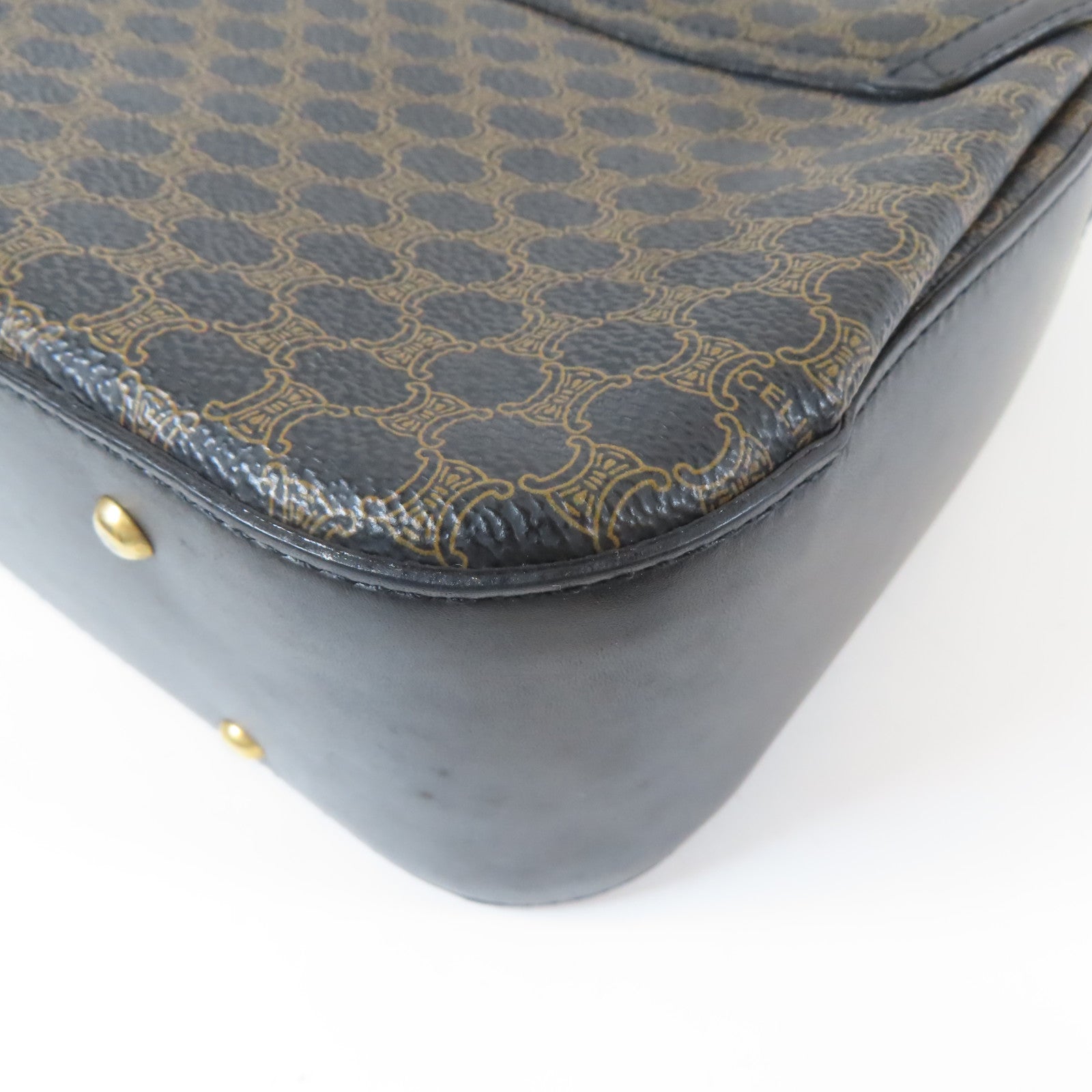 CELINE 塗層帆布Vintage Shoulder Bag金扣手挽肩背兩用袋黑色